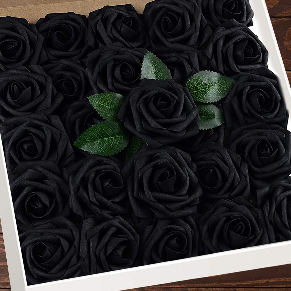 InnoGear Fake Roses 50 Pcs Black Flowers Artificial Faux Foam Floral
