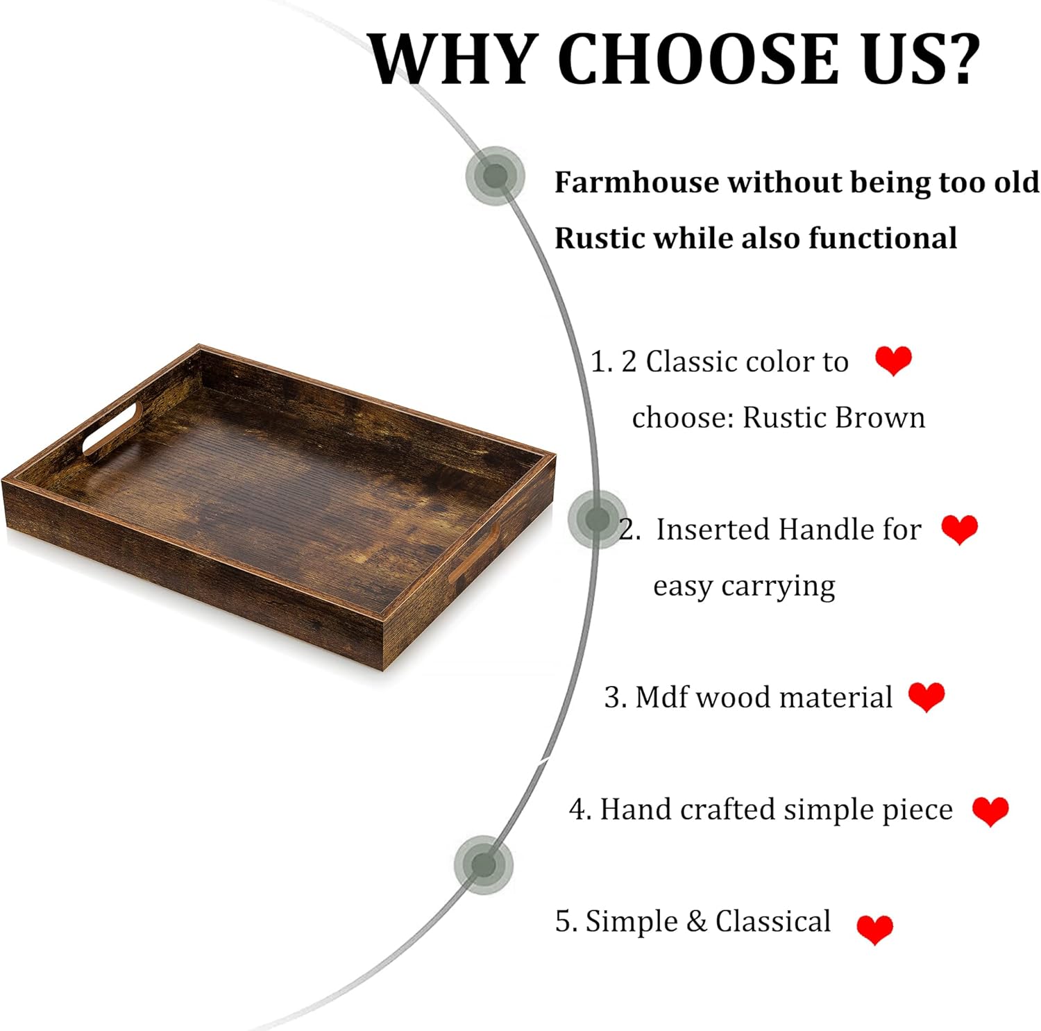 Rustic Rectangle Tray Decor / 13.4 x 9.5 x 1.8 / Brown