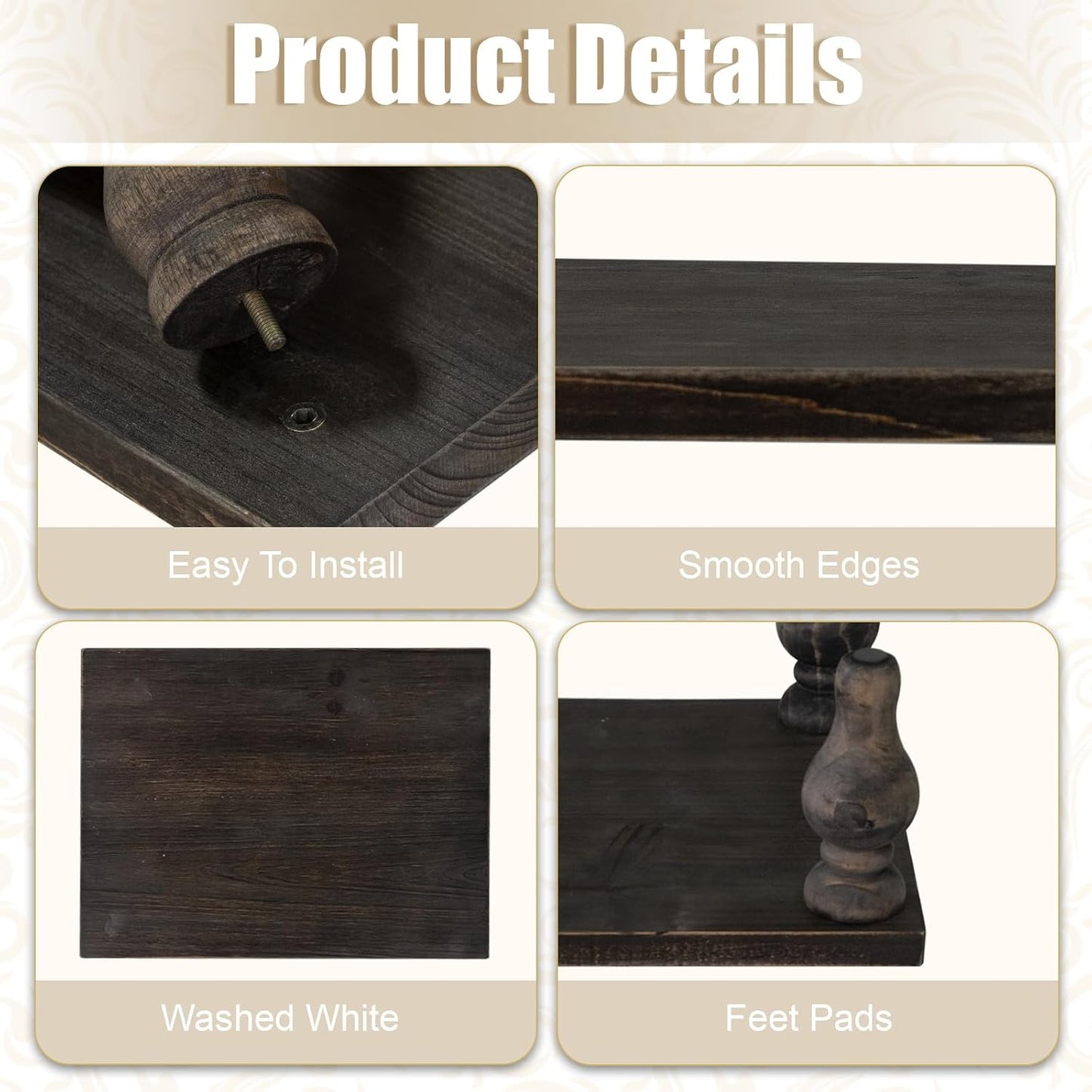 Rustic Washed Black Tray Riser / Rectangular - Wash Black