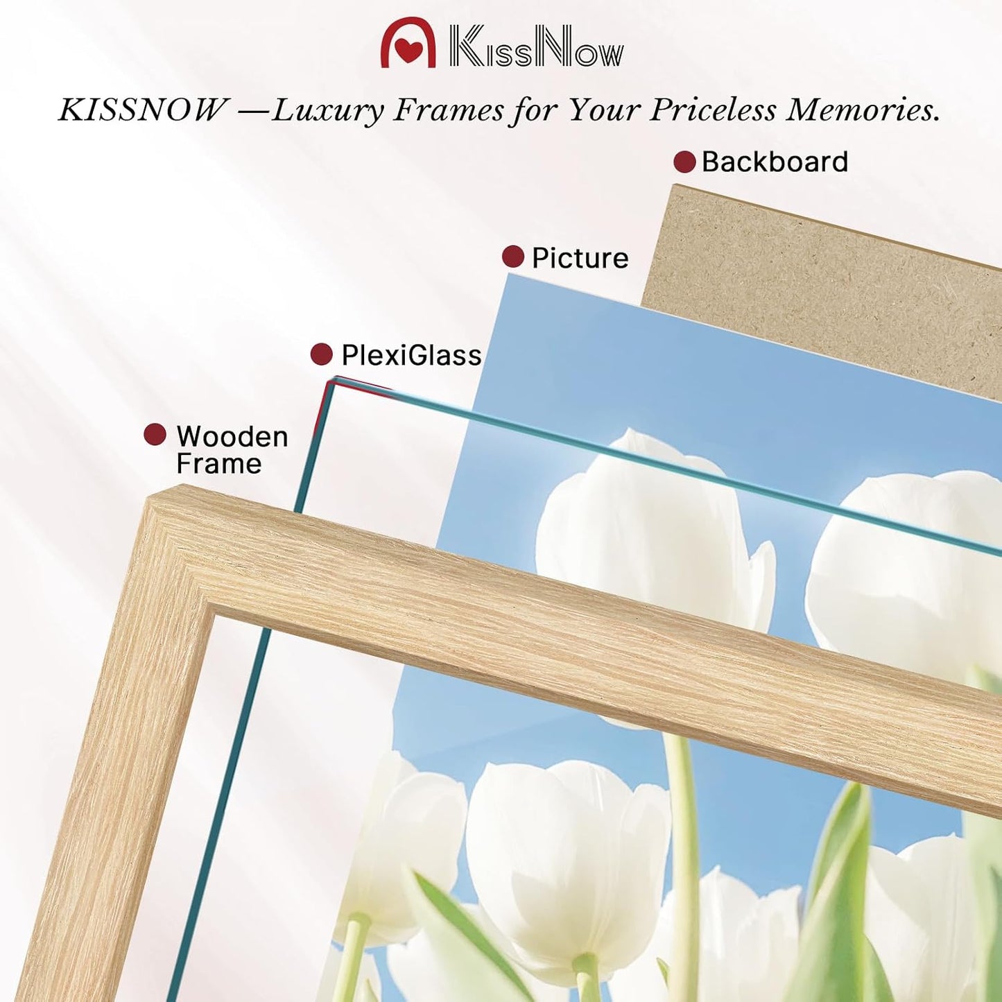13x19 Picture Frame, Oak Solid Wood, 2 Pack, Wall Hanging for Art | Thick & Wide Border, HD Plexiglass, Horizontal or
