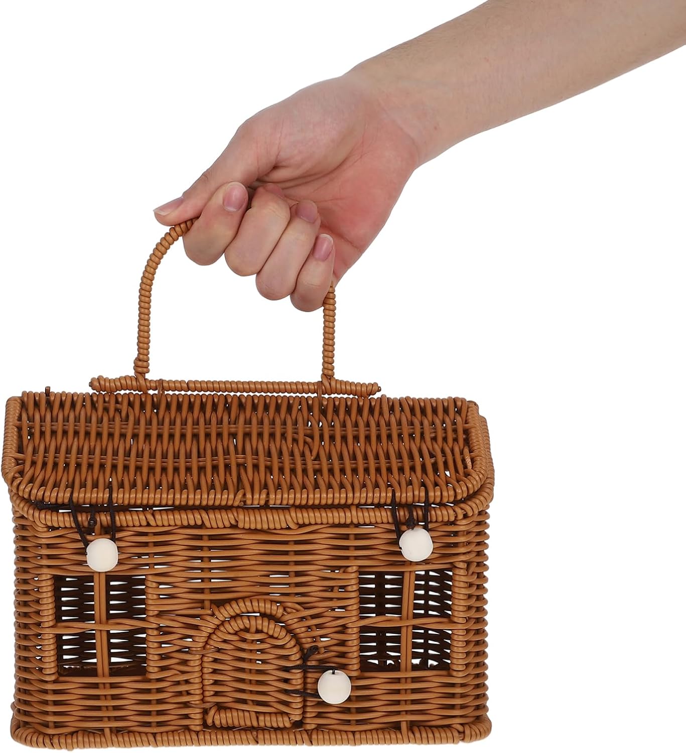 Small Rattan Storage Basket Woven Sundries Basket / Brown
