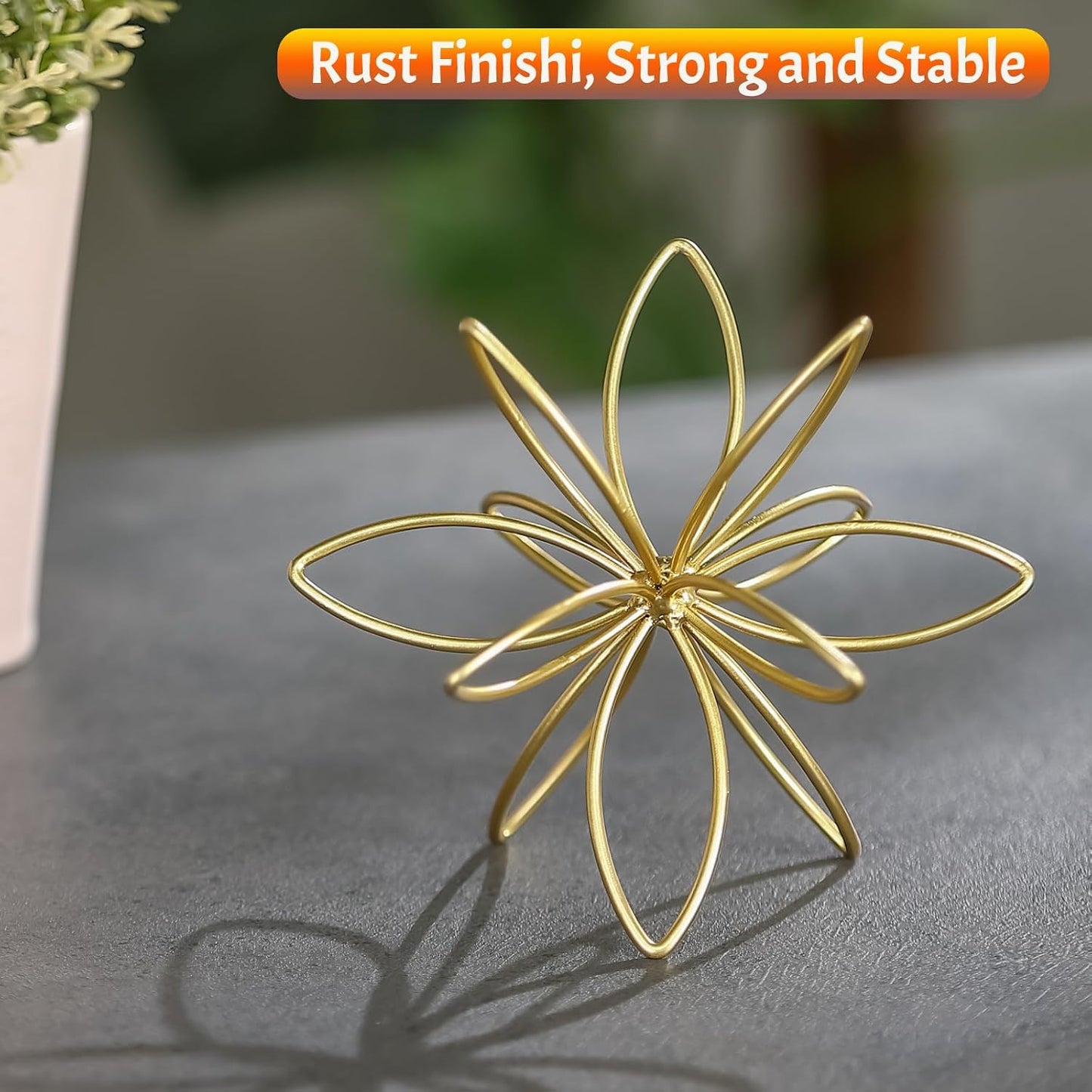 Metal Handmade Floral Decorative Sculpture / Golden-4.25in / Gold