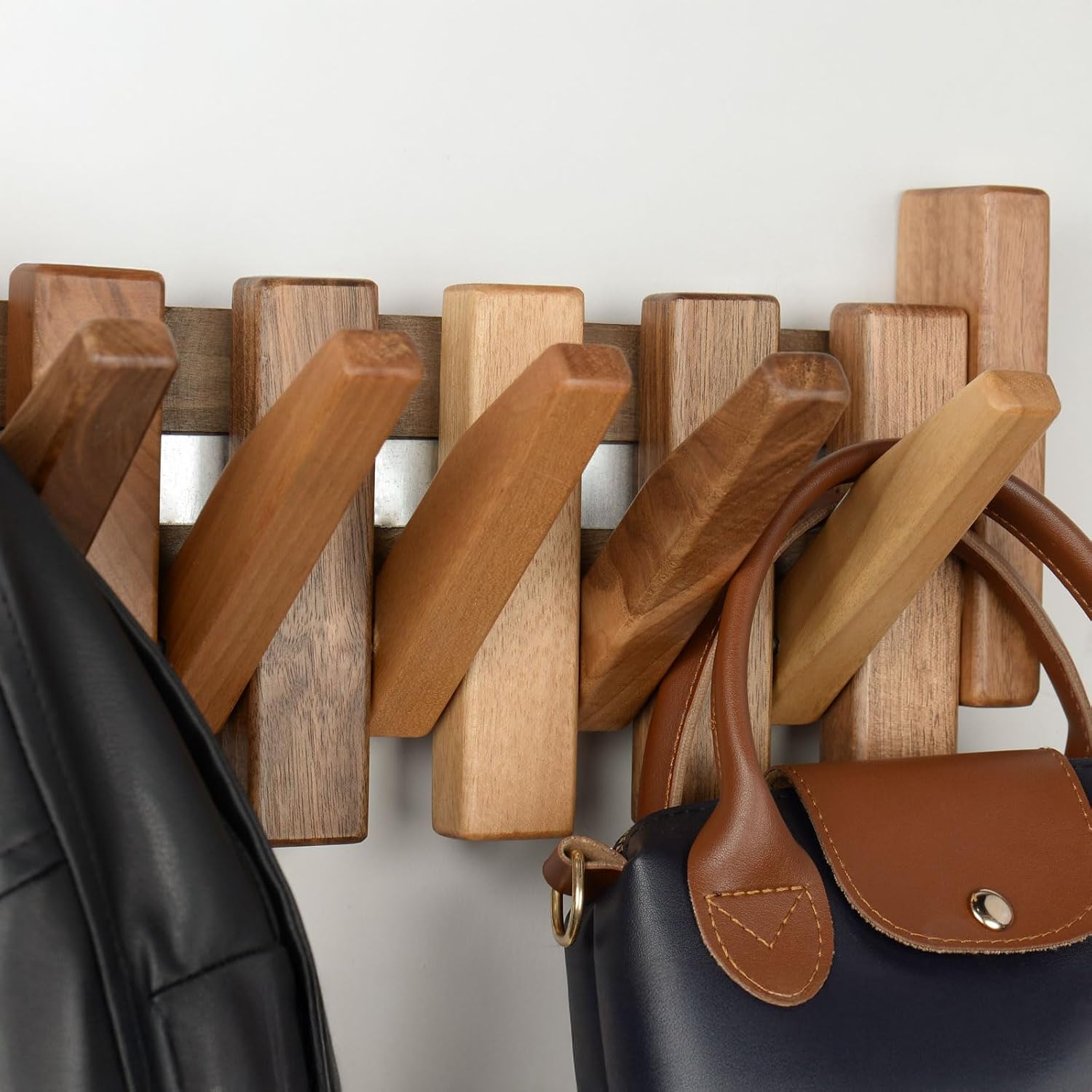 Solid Walnut Piano Key Coat Rack / Walnut-regular-natural / 6 Hooks