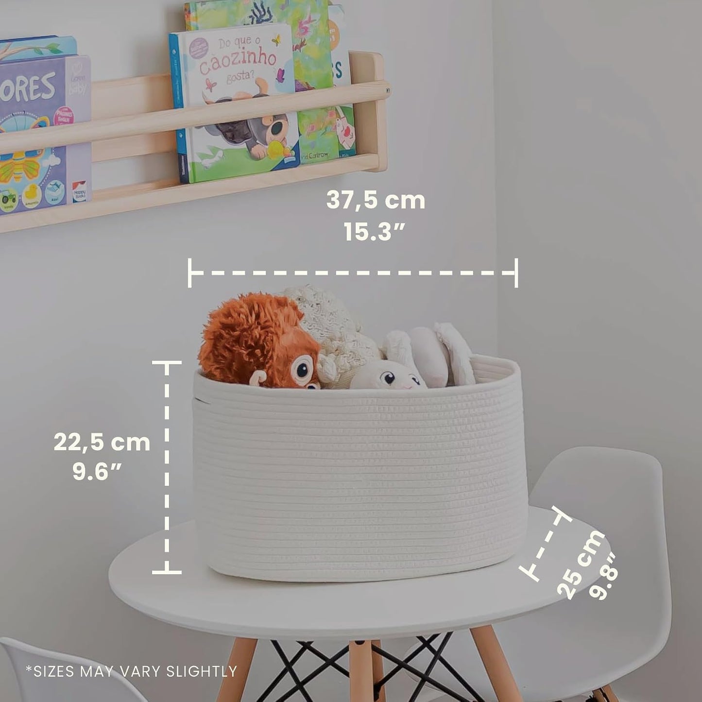 Woven Storage Baskets for Organizing / Full Off-white / 15 x 10 x 9 / Set of 3