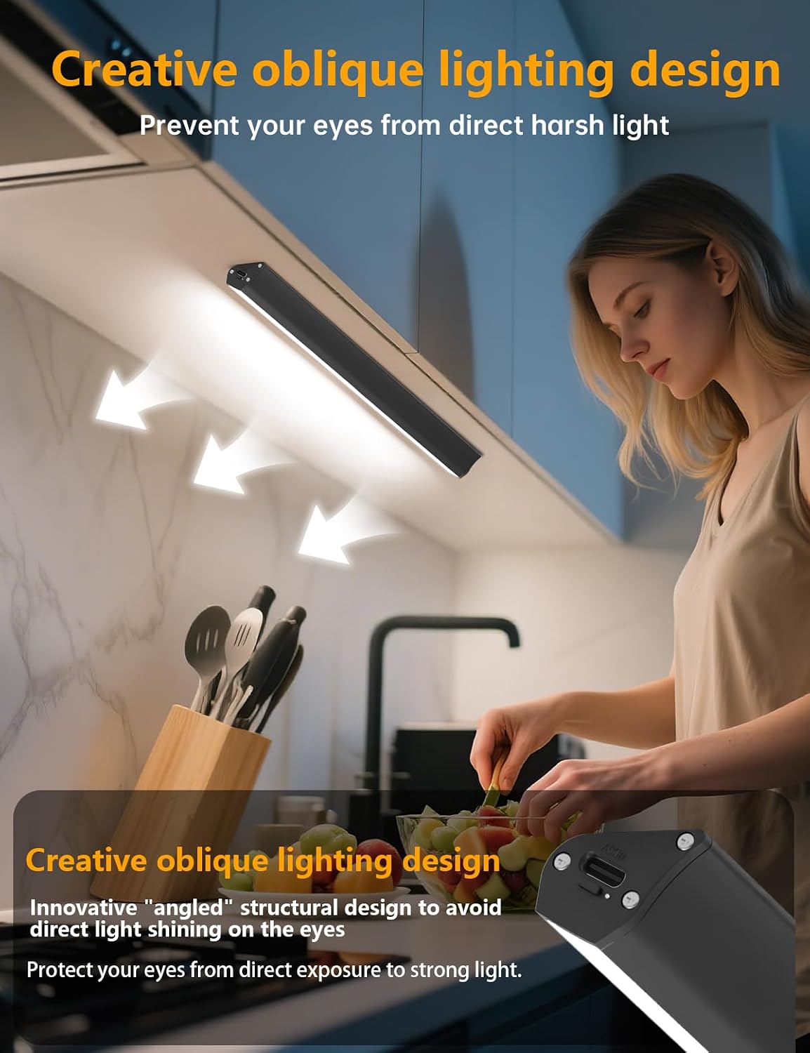 Under Cabinet Lighting Wireless, 2400mAh Rechargeable Cabinet Light, Battery Operated, Magnetic, Stick on, 106 LED