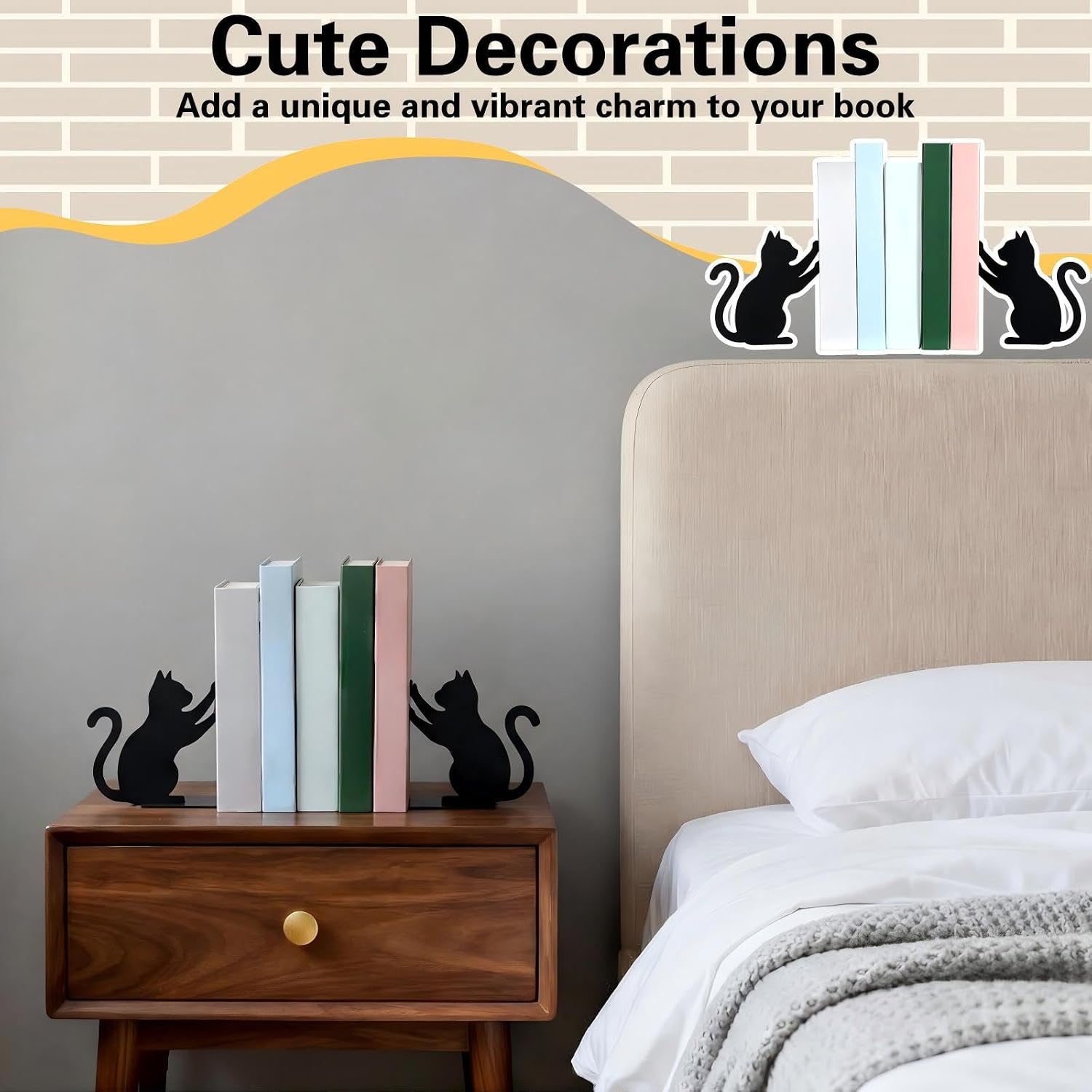 Metal Bookends Push Bookends Book Ends / Cat