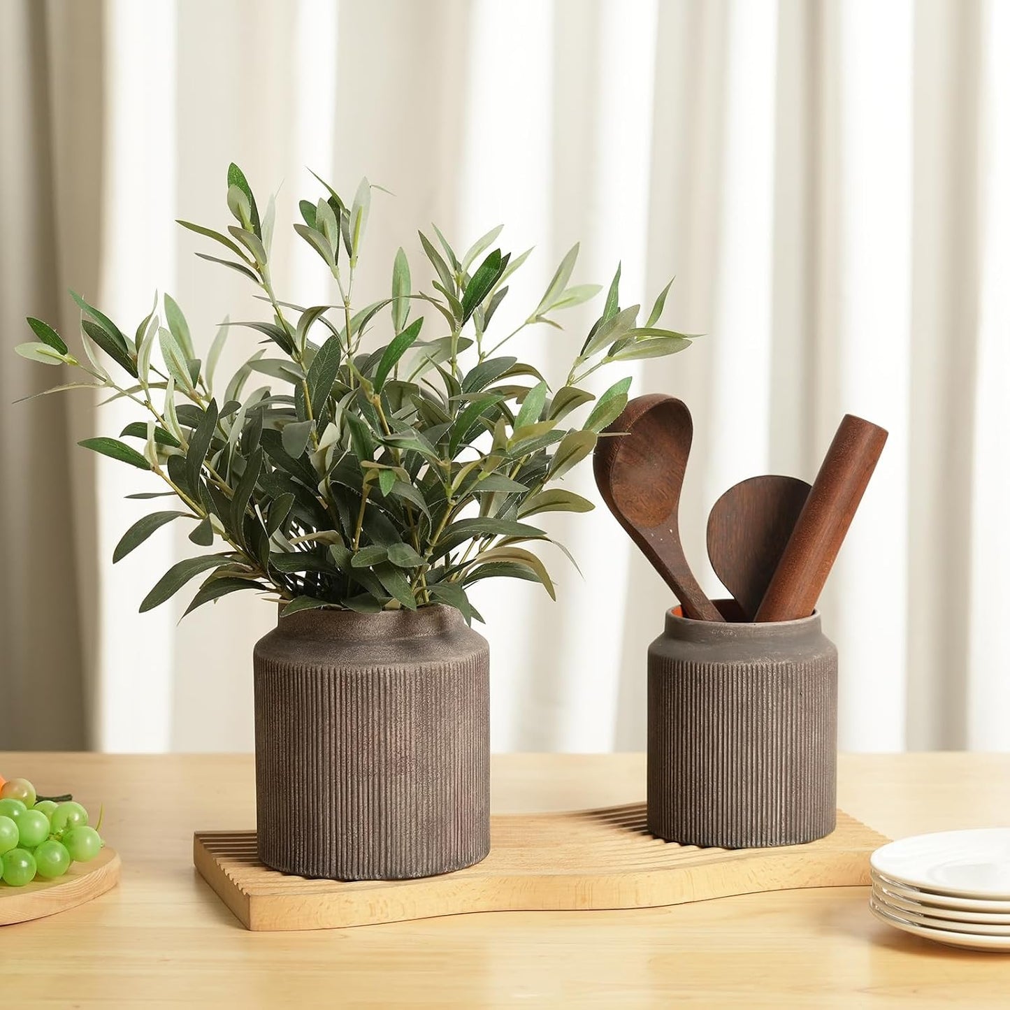 Rustic Ceramic Vase / Brown / 5.9 Inch / Set of 2