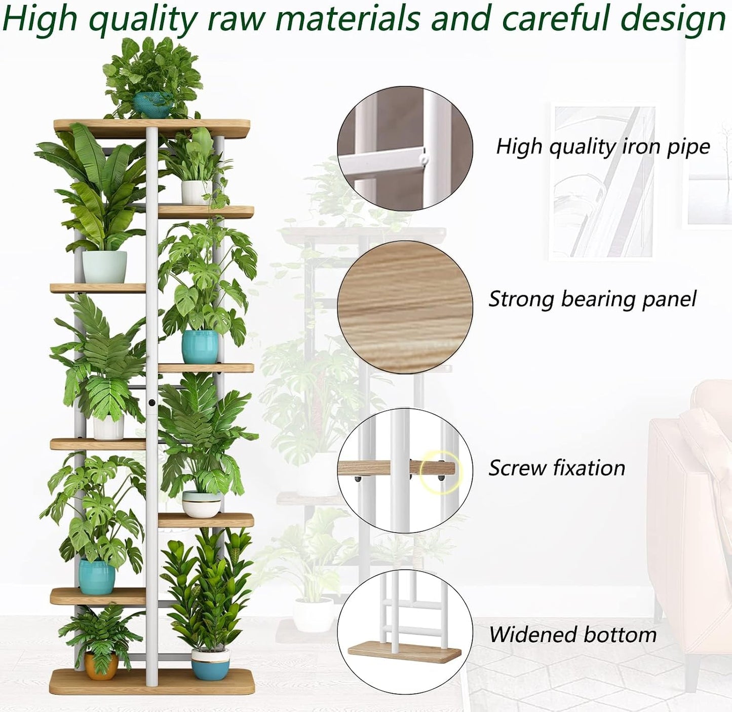 LINZINAR Plant Stand Indoor 4 Tier Metal Corner Tall Flower Shelf | Plant Rack for Multiple Plants, Tiered Flower Plant