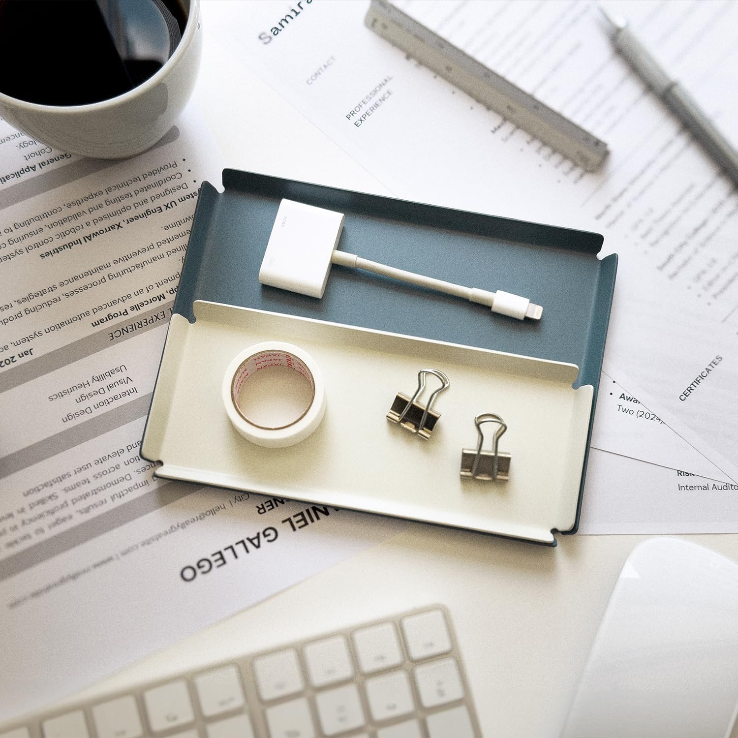 Aluminum Organizer Tray for Desk & Entryway / Powder Coated Azure Blue / 6.7 x 2.9 x 0.4