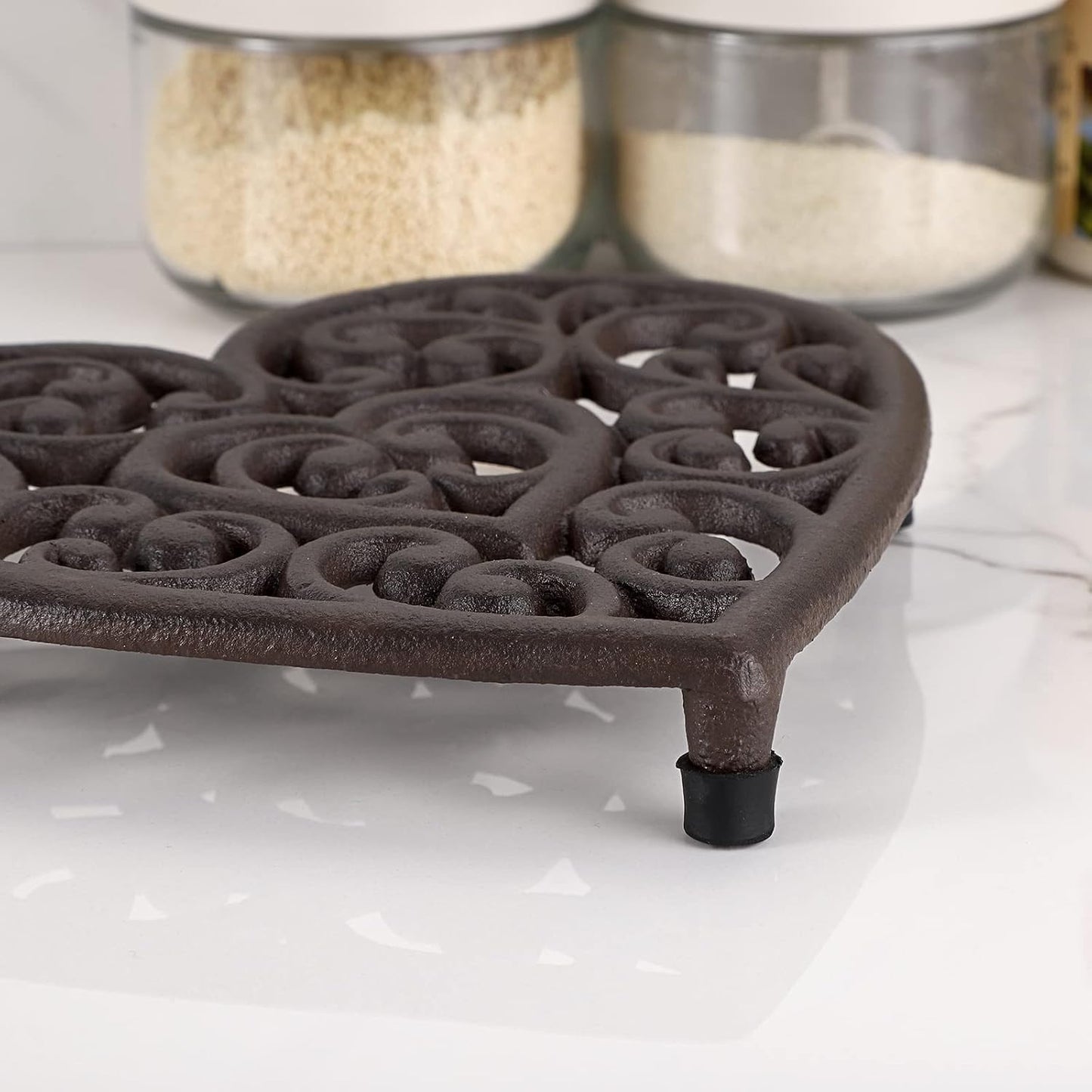Sumnacon 2 Pcs 7.7 Inch Cast Iron Trivets - Heavy Duty Rustic Metal Hot Pot Pads, Vintage Hot Plate Trivets for Kitchen