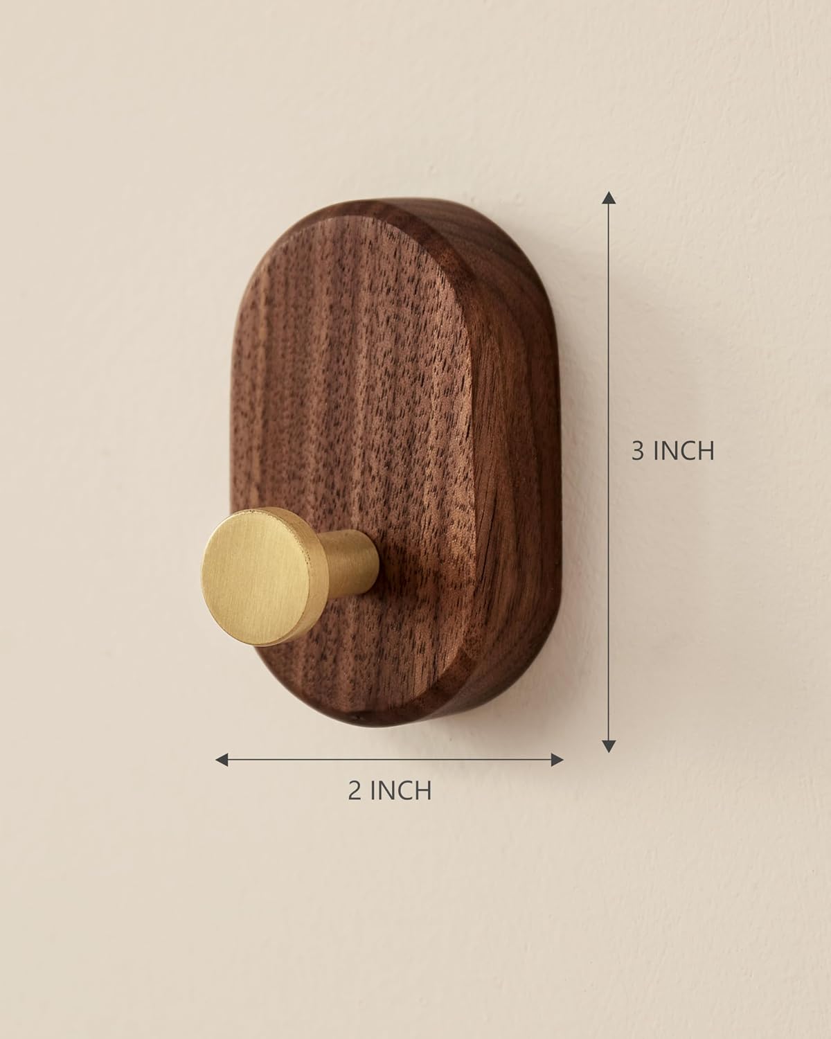 Modern Walnut Coat Hook / Bronze / Set of 2