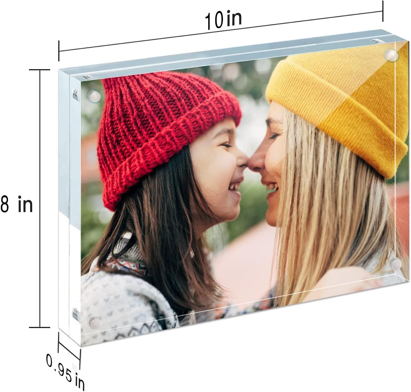 ILYXY 3 Pack Acrylic Frame 8x10, 20% Thicker, 24mm Thick Frameless Clear Picture Frame, Double Sided Magnetic Photo