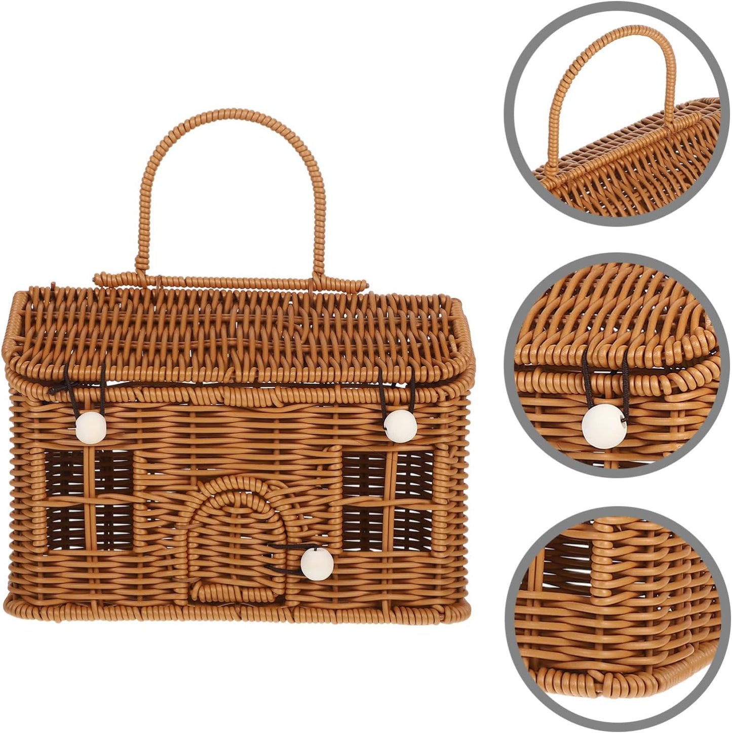 Small Rattan Storage Basket Woven Sundries Basket / Brown