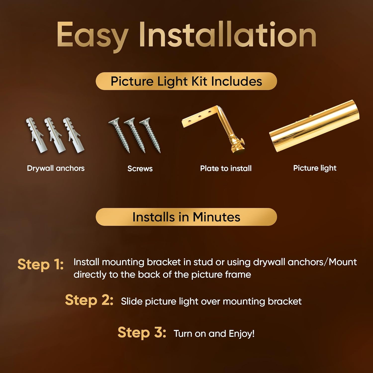 Concepdesigns Picture Light, Battery Operated Picture Light, Dimmable Wireless Picture Lights for Wall, Art Light