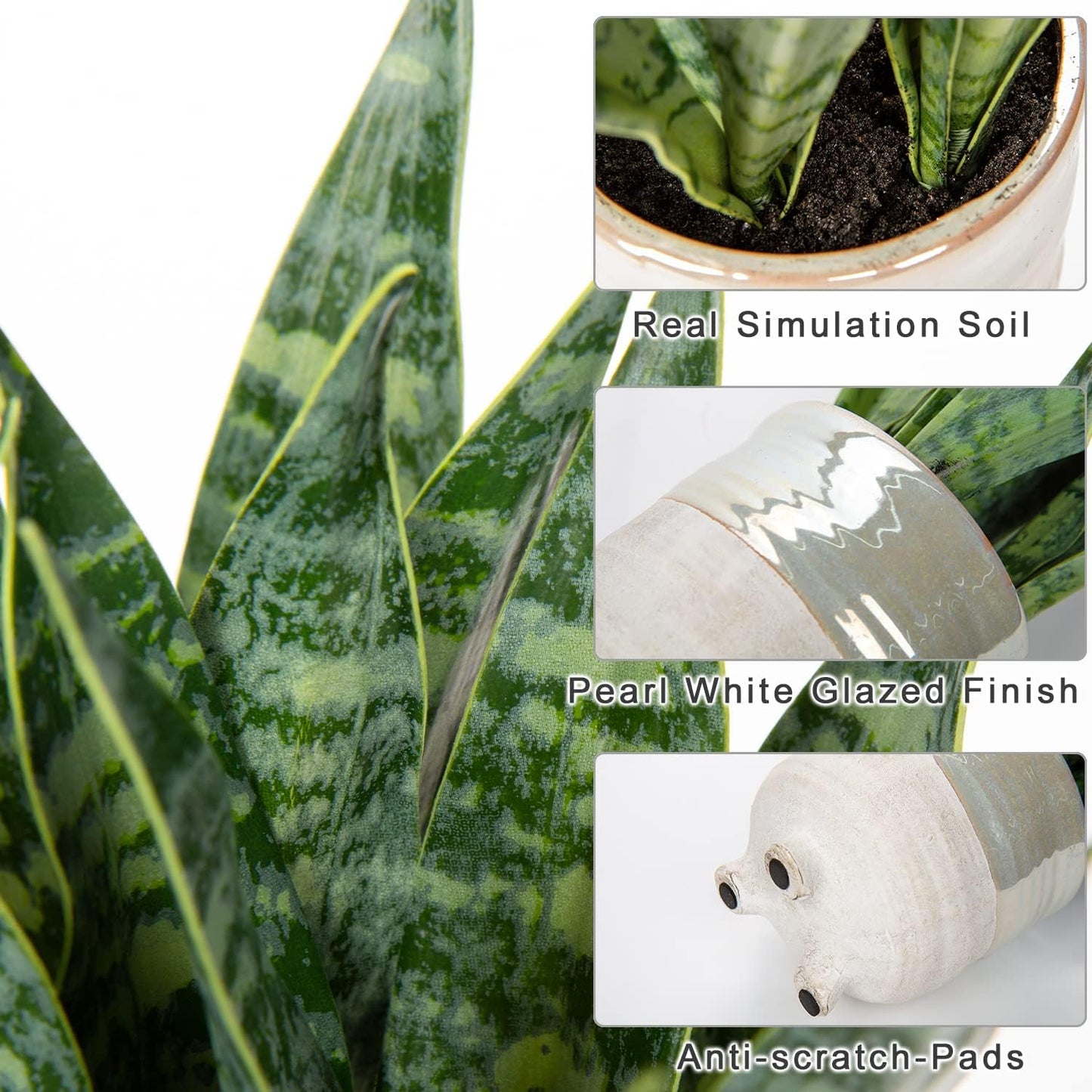 Ceramic Pot Faux Sansevieria Plant / Green-12" Style 1 / 12 Inch