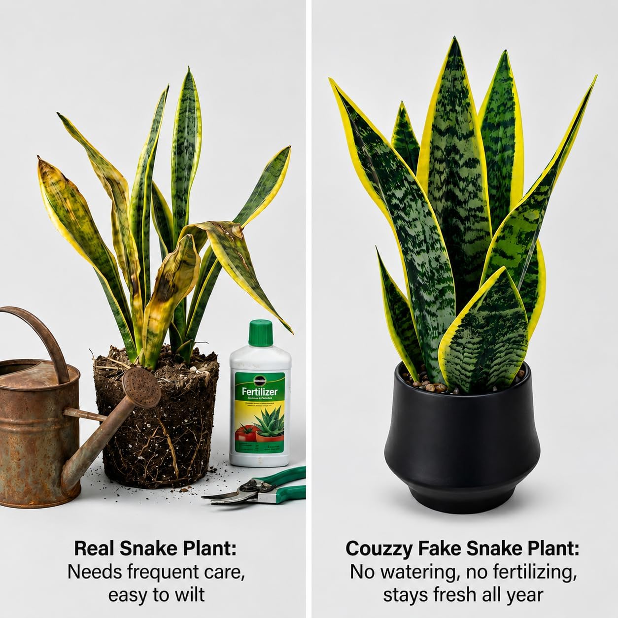 Realistic Artificial Snake Plant 15" in Ceramic Pot
