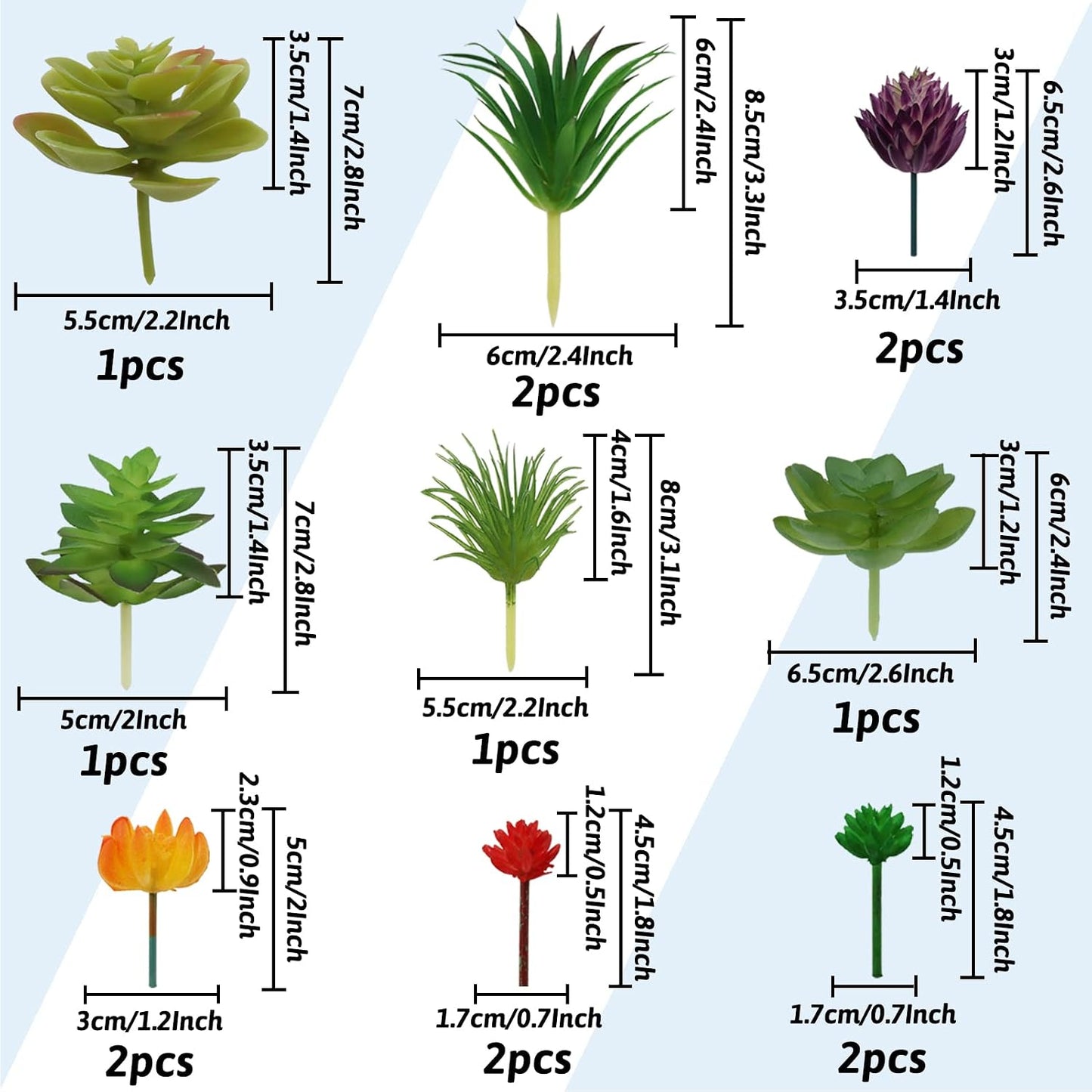Succulents Plants Artificial / Color 20pcsa / Set of 20