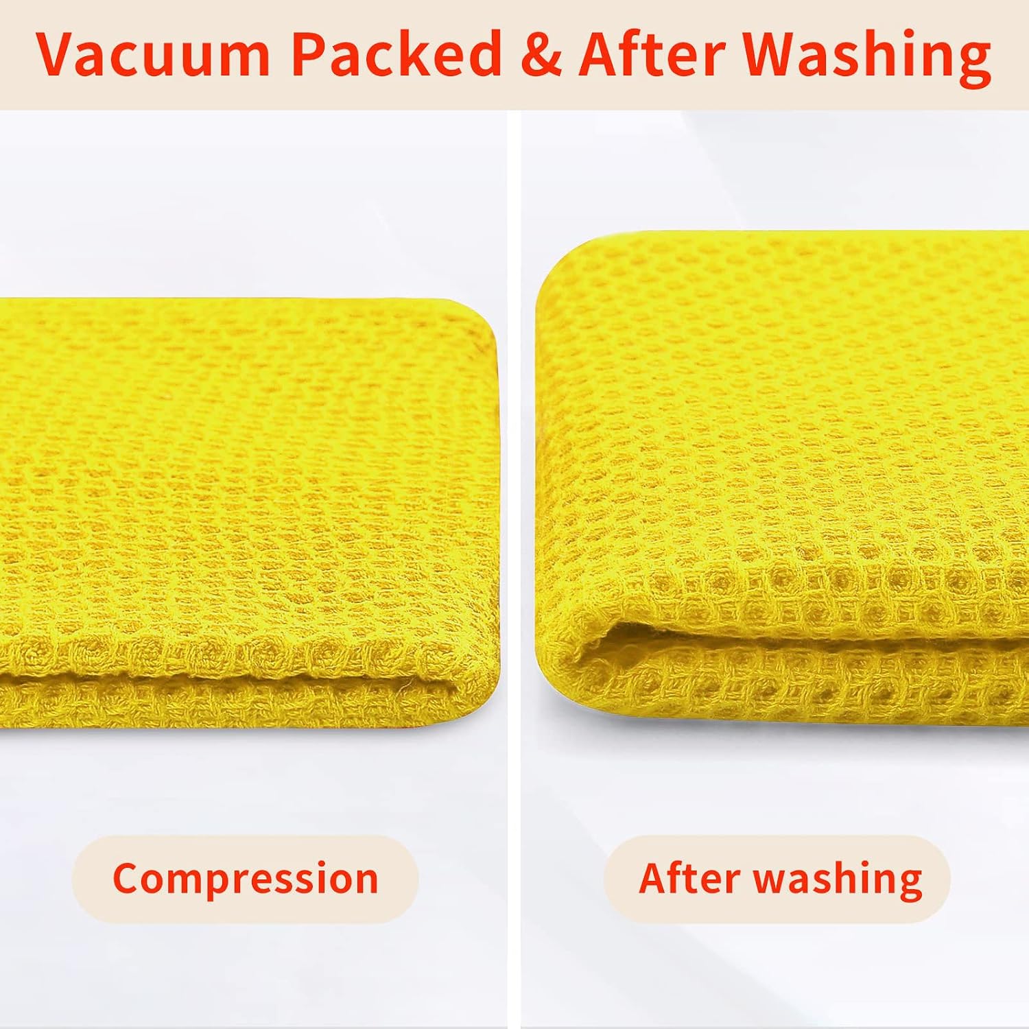Homaxy 100% Cotton Waffle Weave Kitchen Dish Cloths 8-Pack, Yellow | 12 x 12 Inches, Ultra Soft Absorbent Dish Towels