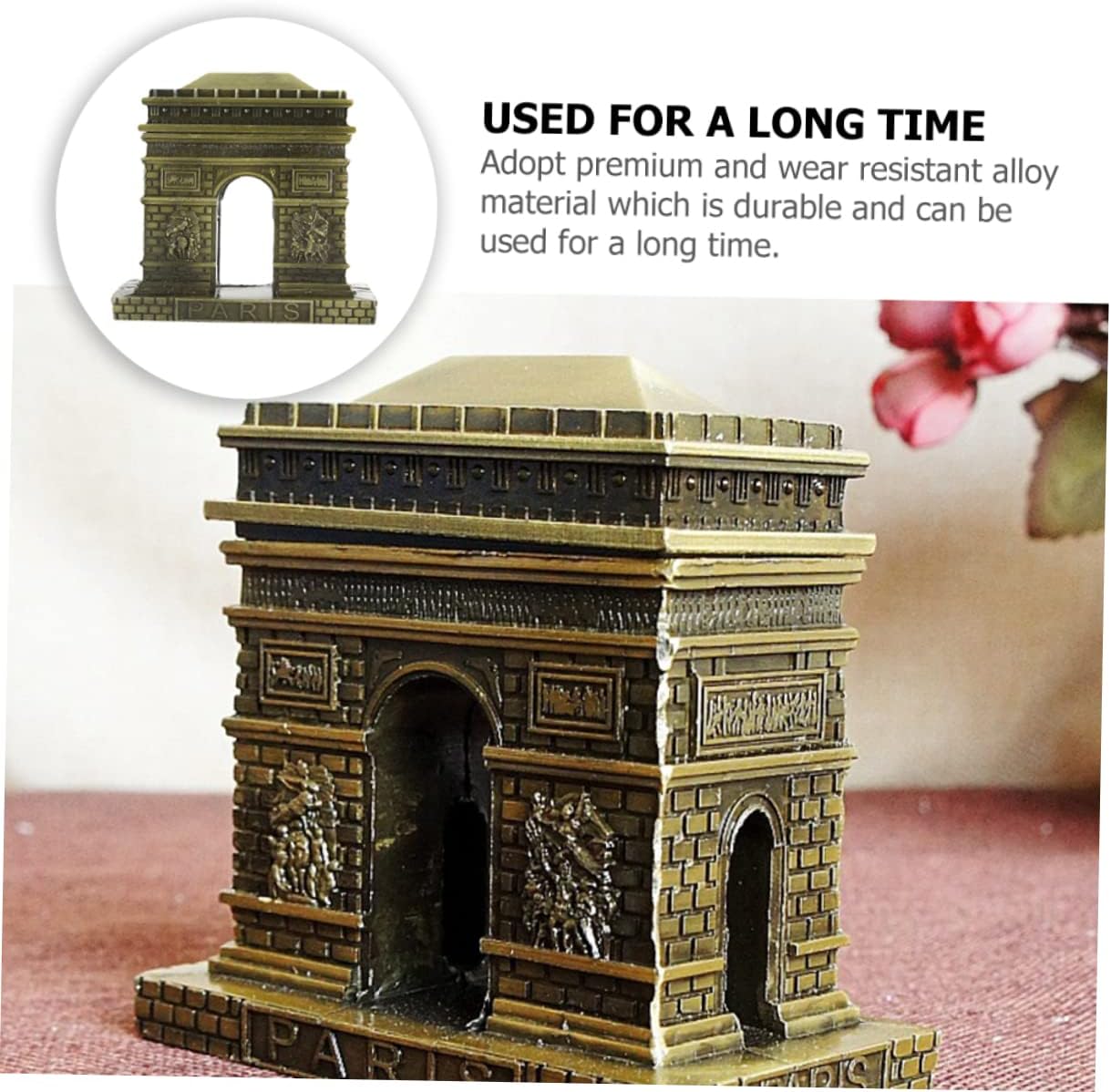 Vintage Triumphal Arch Model Metal Building Desktop Ornament Unique / 6 x 4 x 6 / Cm / Golden