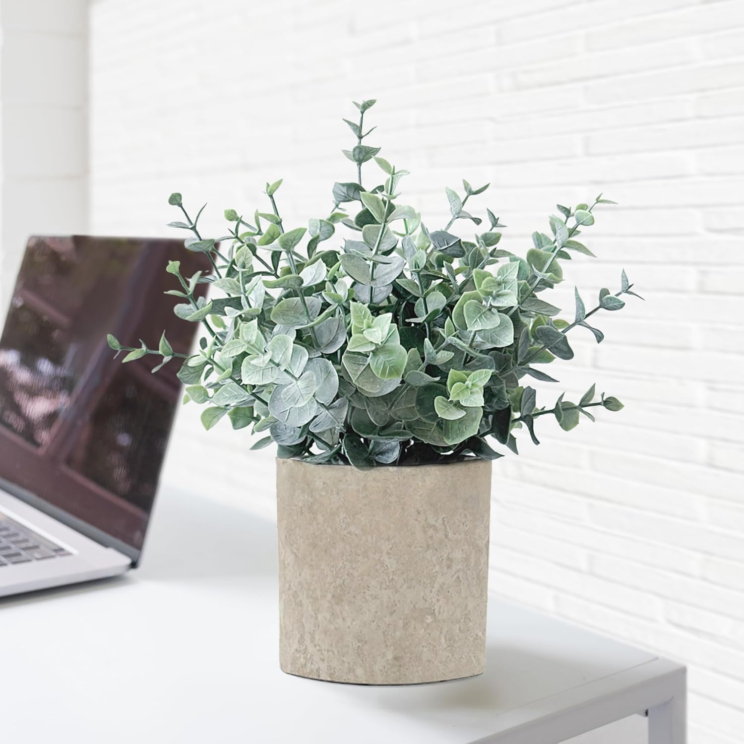 Fake Plants Eucalyptus Small Potted Artificial Plants Indoor / Eucalyptus - Green / Set of 2