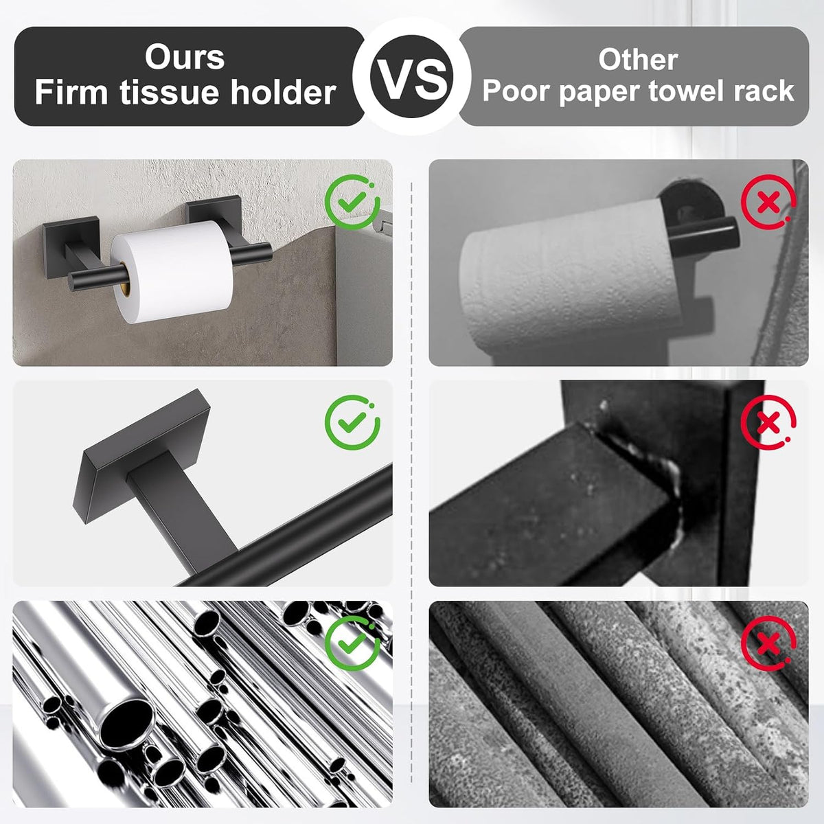 Matte Black Bathroom Hardware Accessories Towel Bar Set 5 Pieces Double Dase Toilet Paper Holder Towel Holder Set 23.6