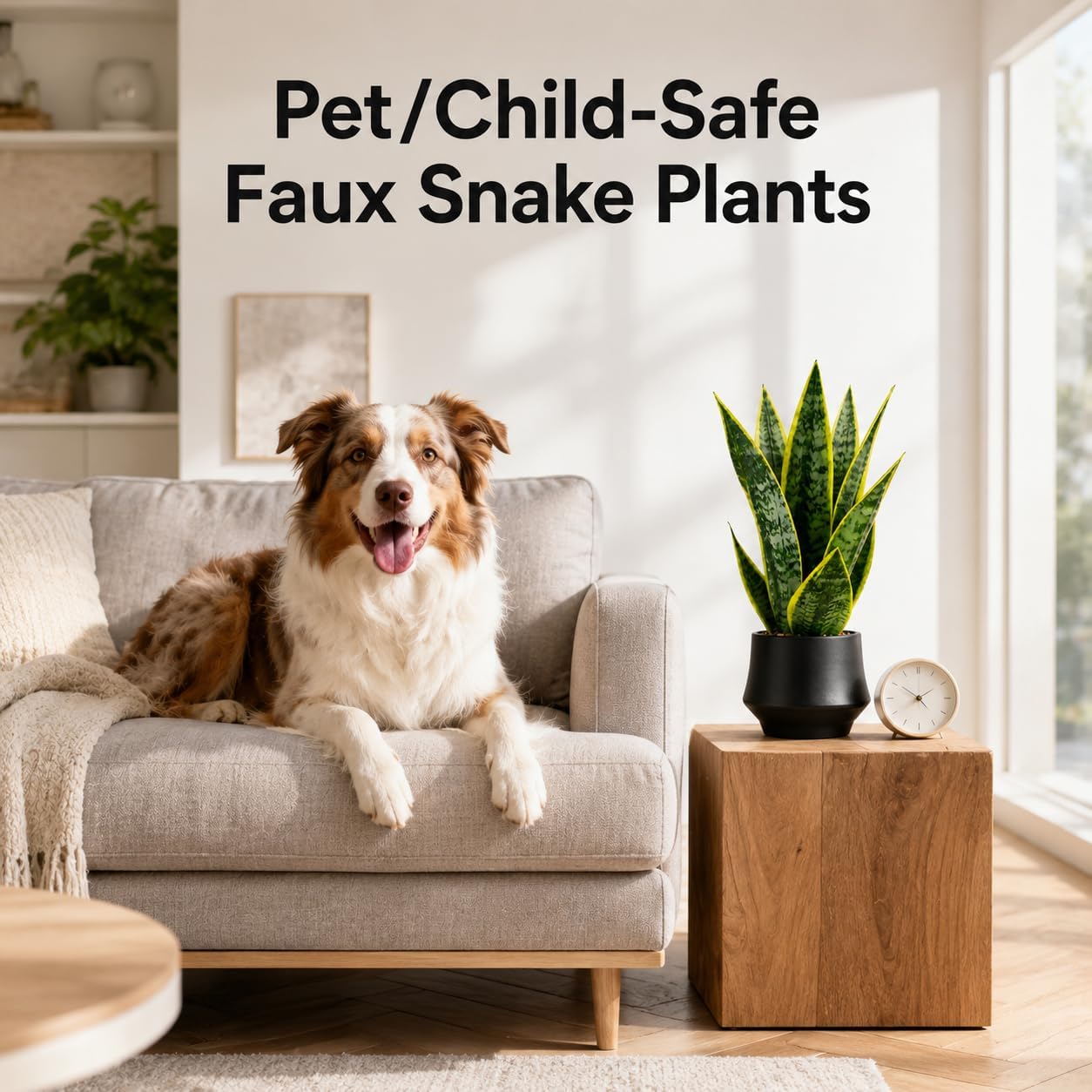 Realistic Artificial Snake Plant 15" in Ceramic Pot