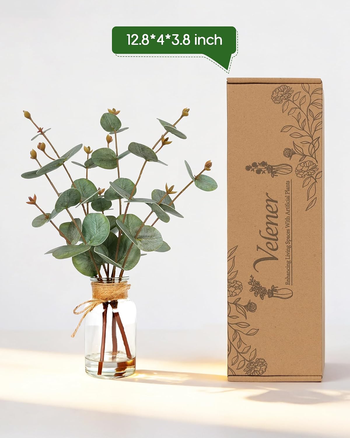 Faux Eucalyptus Stems in Vase / Green Eucalyptus