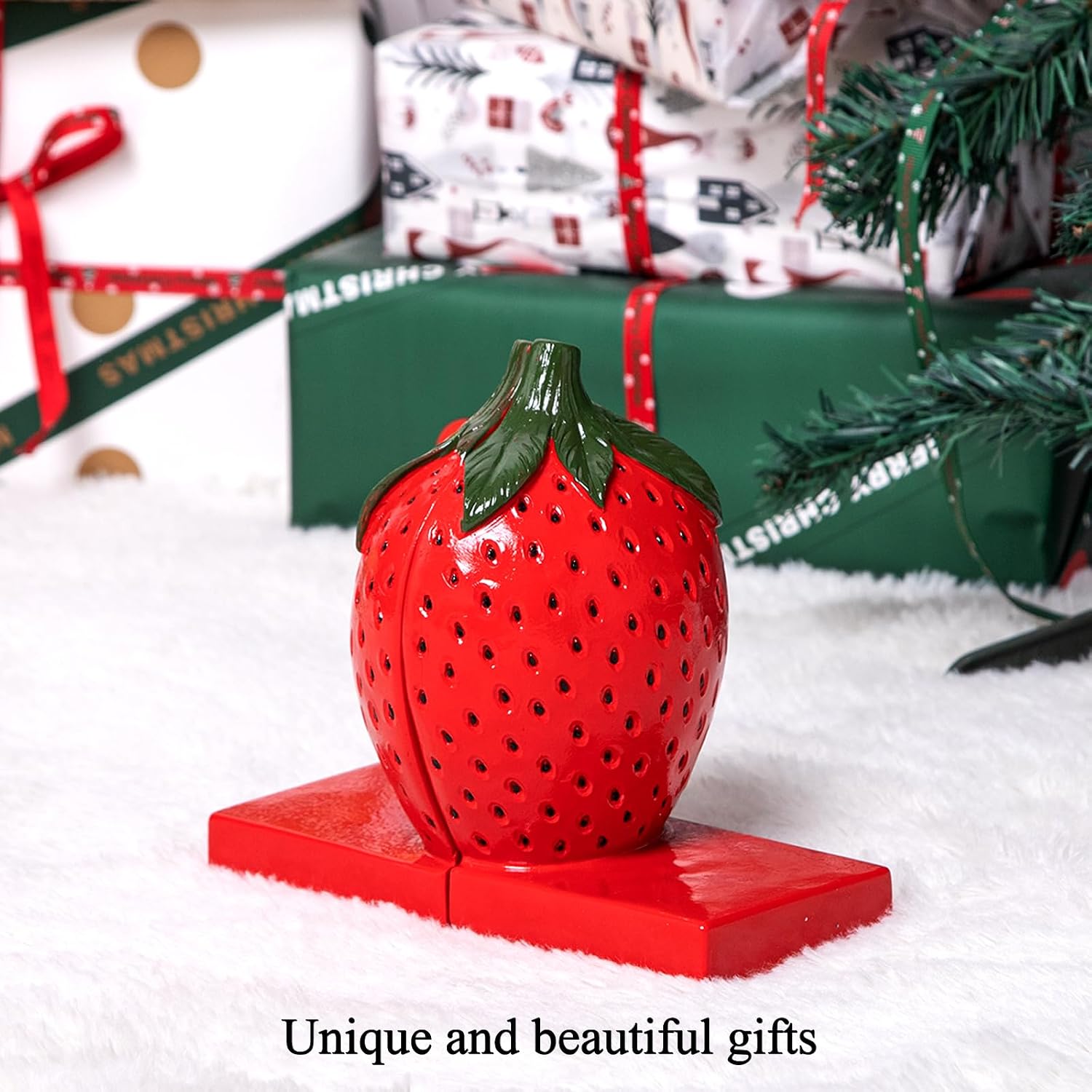 Resin Book Ends / Strawberry Decorative Bookends