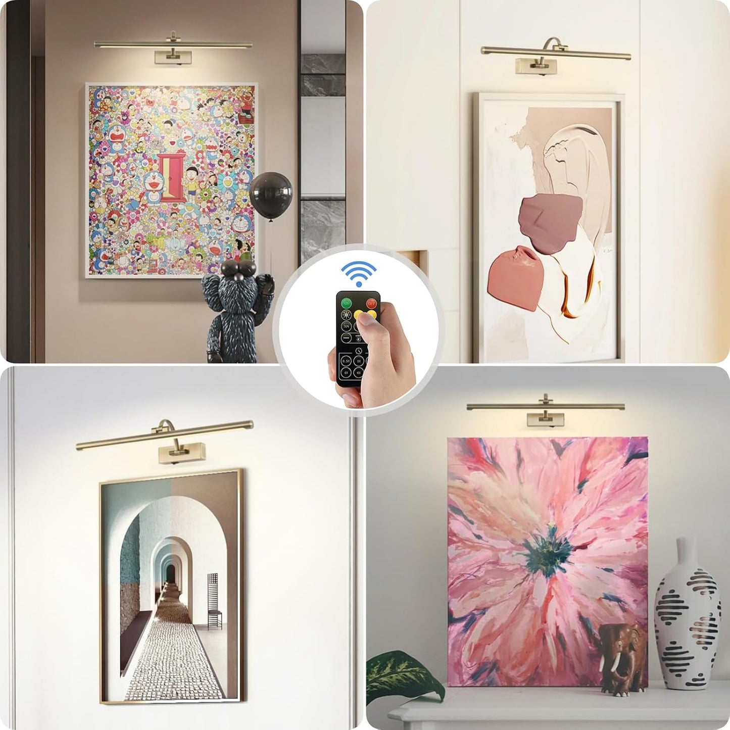 Tassuowell Antique Bronze Picture Light, 23.6 Inch Remote Control Painting Lights for Wall Cordless, 3CCT Dimmable Wall