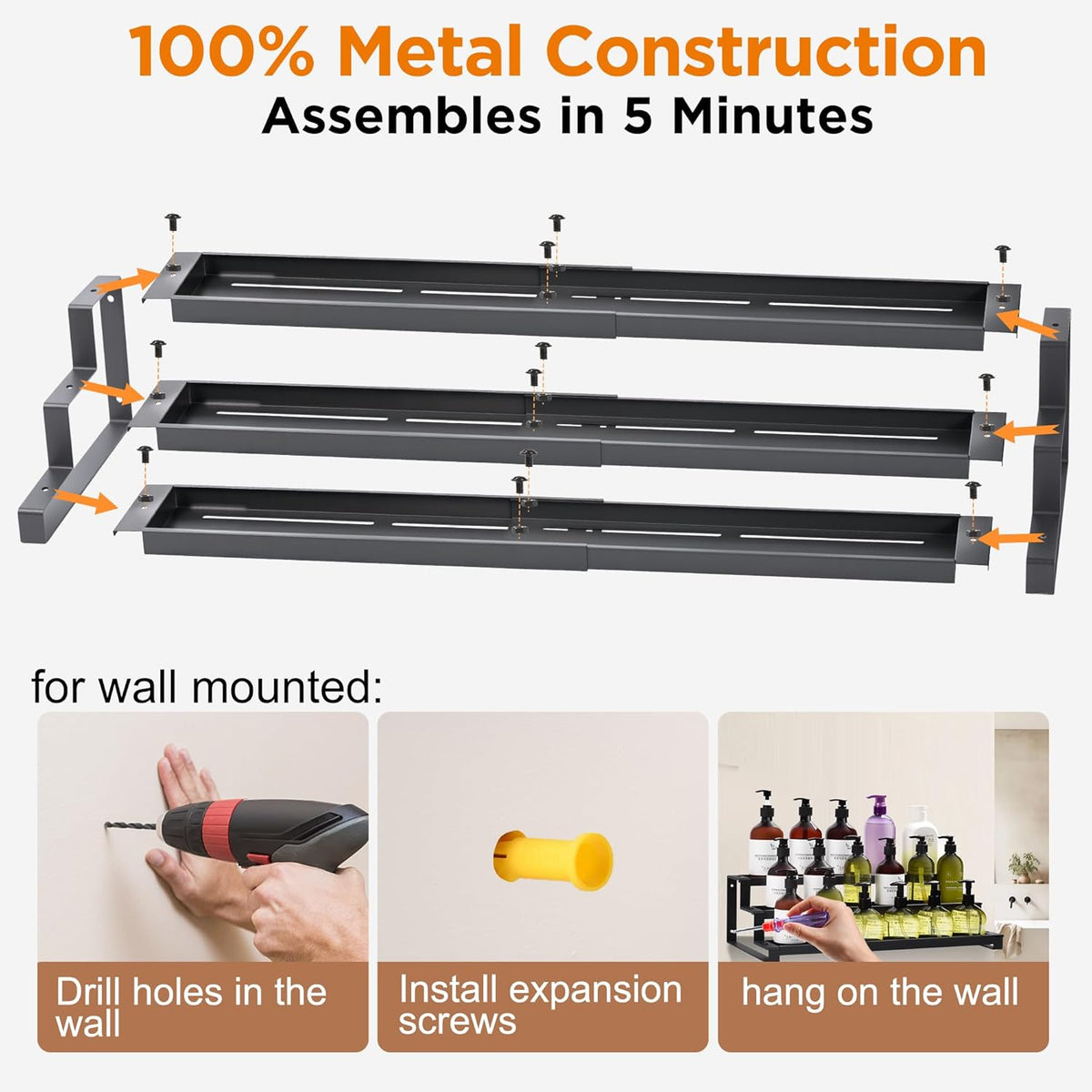 3-Tier Spice Rack Organizer for Kitchen Cabinet or Pantry, 16"-29" Expandable Spice Organization Shelf, Seasoning