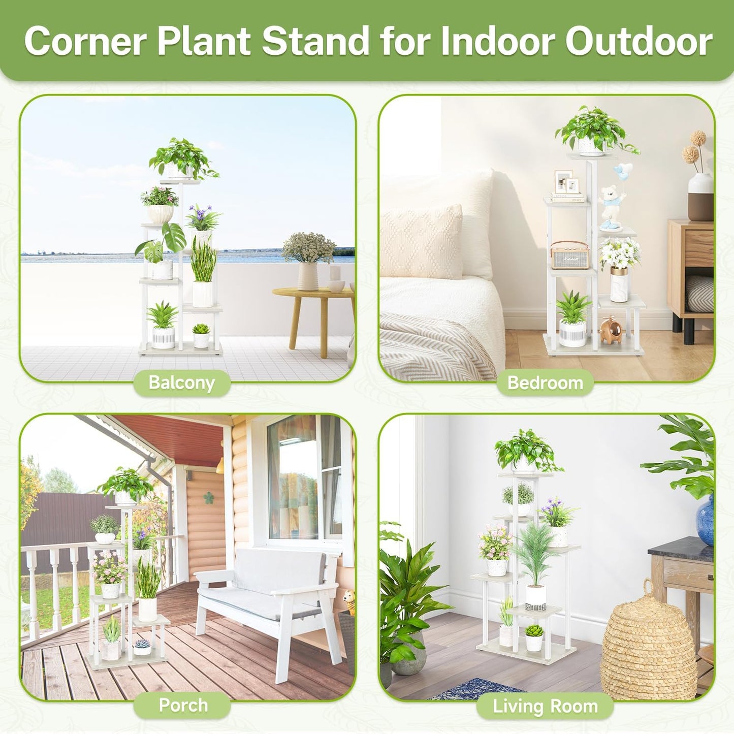 iDavosic.ly 6 Tier Plant Stand Indoor, Corner Tiered Shelf, White | Sturdy Tiered Orchid Display Rack, Multiple Flower