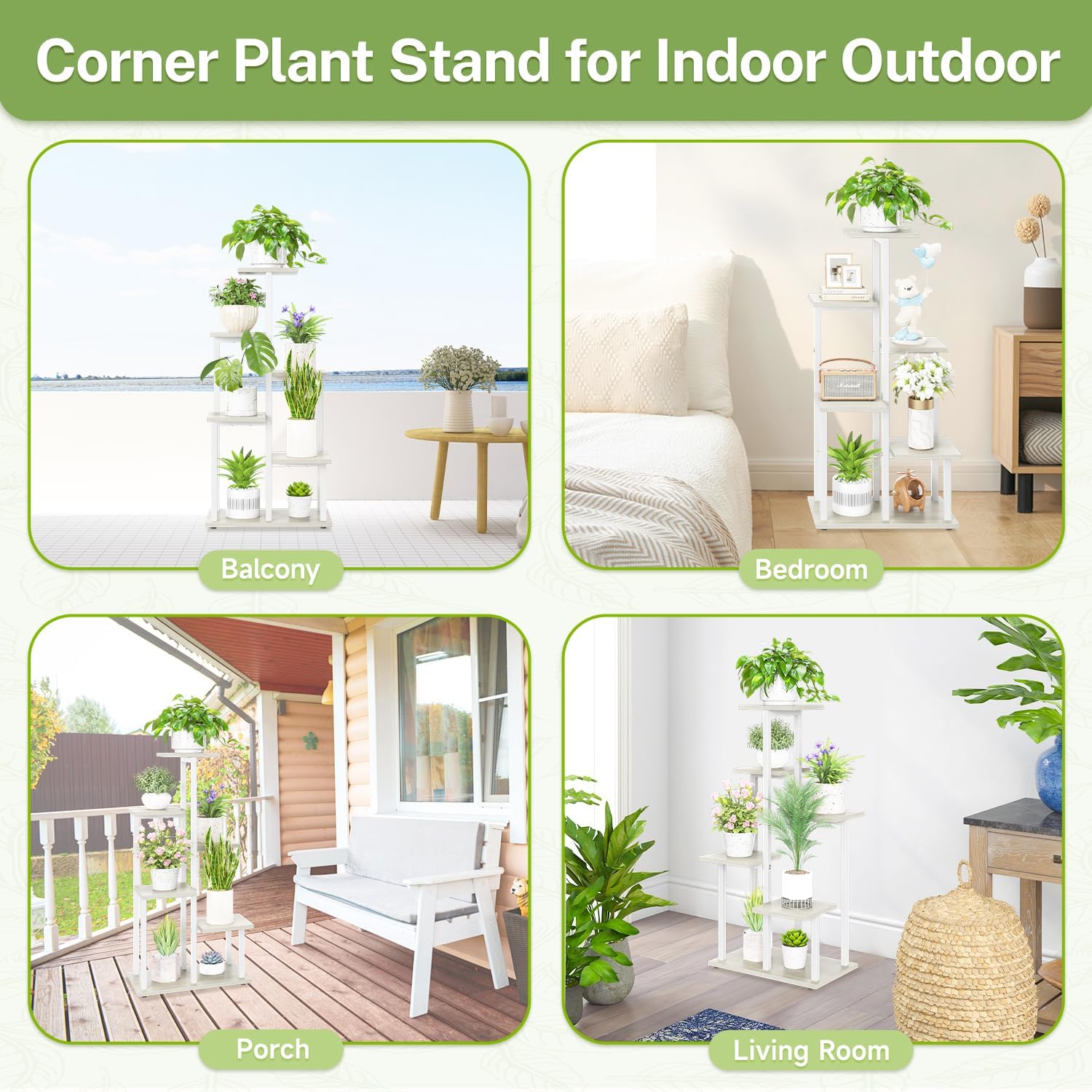 iDavosic.ly 6 Tier Plant Stand Indoor, Corner Tiered Shelf, White | Sturdy Tiered Orchid Display Rack, Multiple Flower