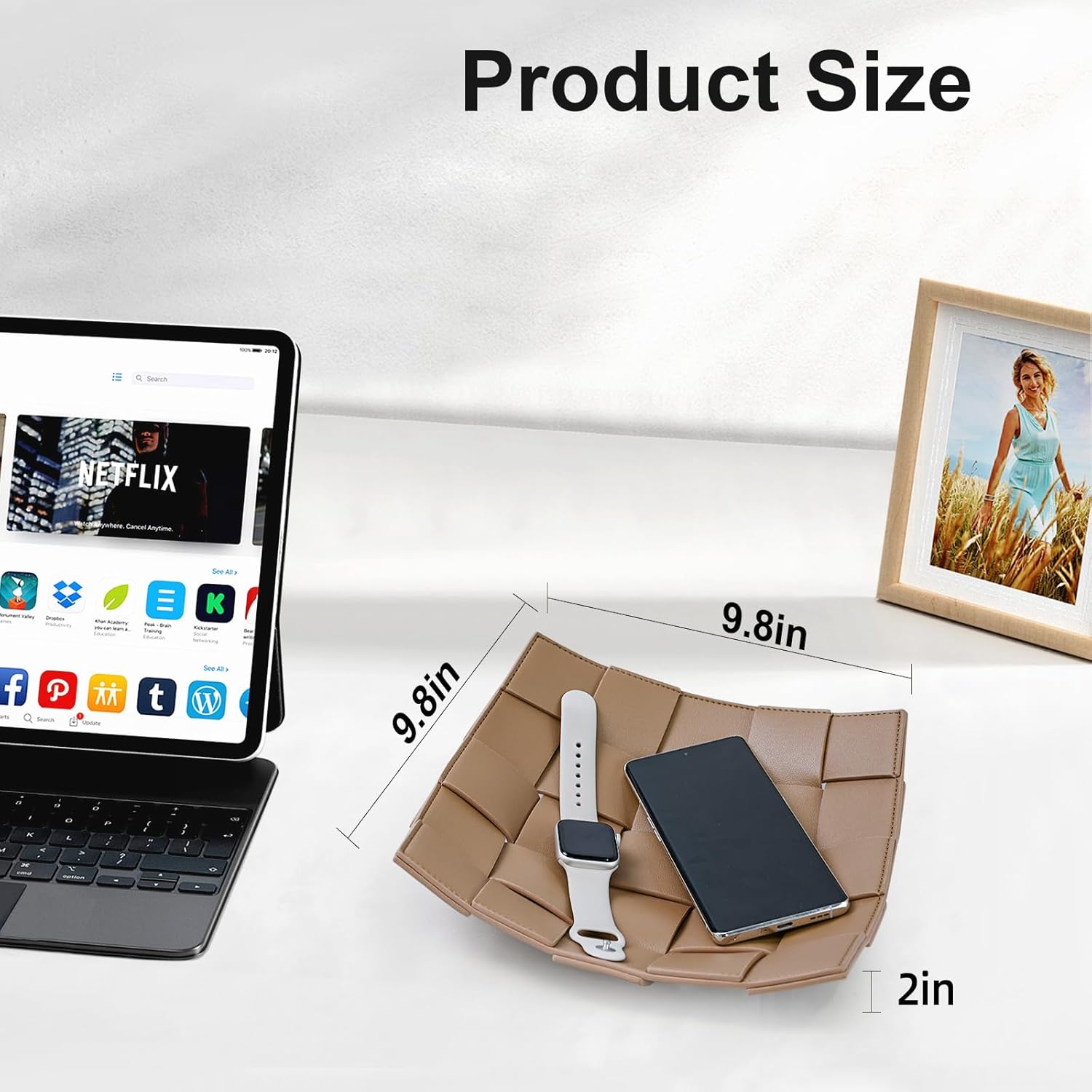 Valet Tray PU Leather Key Holder Bowl for Men and Women Entryway Table Nightstand Catchall / Coffee