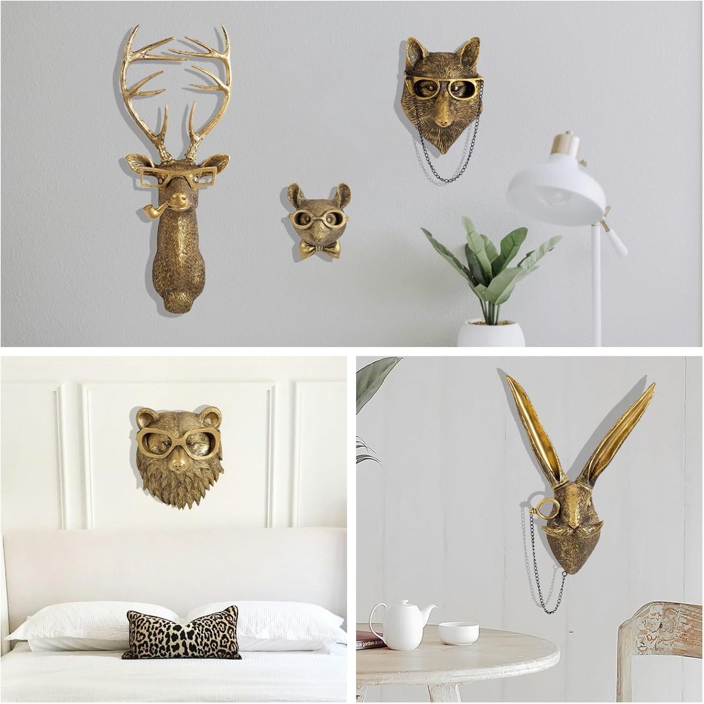 Faux Deer Head Mount / Gold / Set of 5