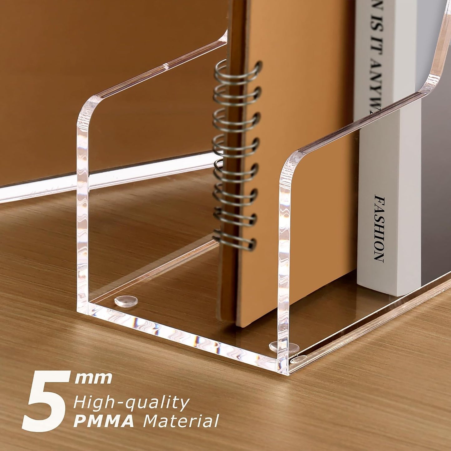 SANRUI 2-Pack Acrylic Magazine File Holder Desk Organizer Magazine Rack, Clear, Vertical File Sorter Holders, 9.45" D x