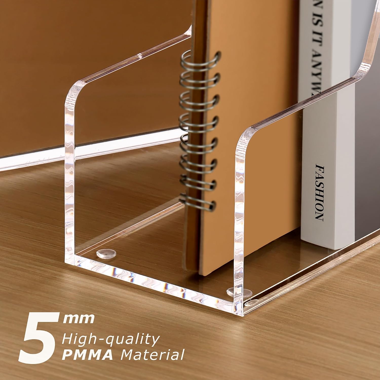 SANRUI 2-Pack Acrylic Magazine File Holder Desk Organizer Magazine Rack, Clear, Vertical File Sorter Holders, 9.45" D x