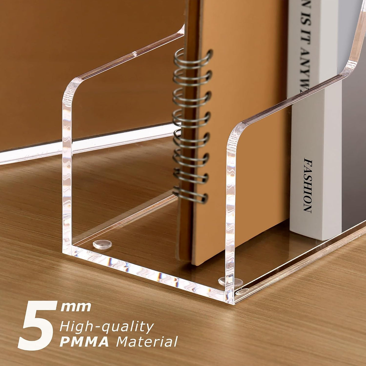 SANRUI 4 Pack Vertical File Holder, Acrylic Desk Organizer Magazine File Sorter for Magazines, Binders, Notebooks