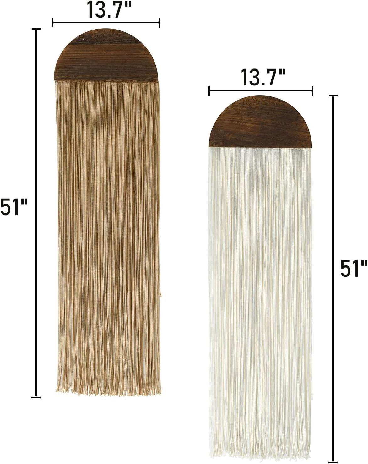 Macrame Wall Hanging Boho Wall Decor Handmade Macrame Art Tapestry / Ivory and Brown / Set of 2