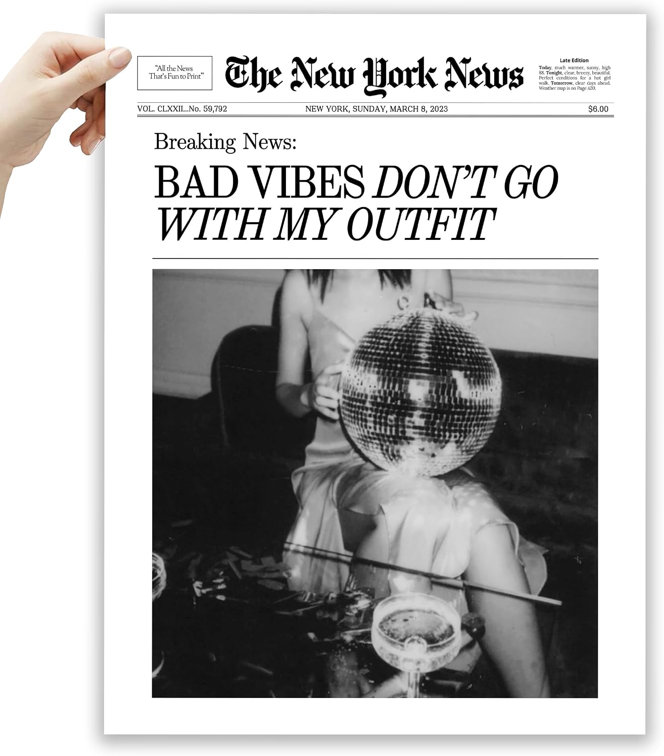 EcoHest 12x16 in Bad Vibes Don't Go With My Outfit Canvas Art