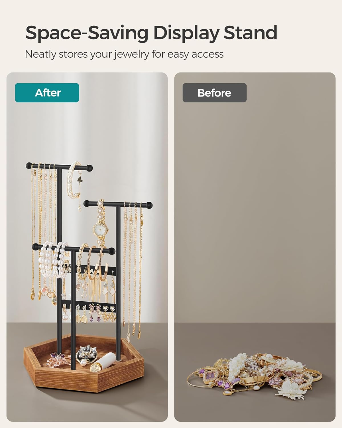 Metal Frame / Jewelry Holder / Ink Black + Caramel Brown