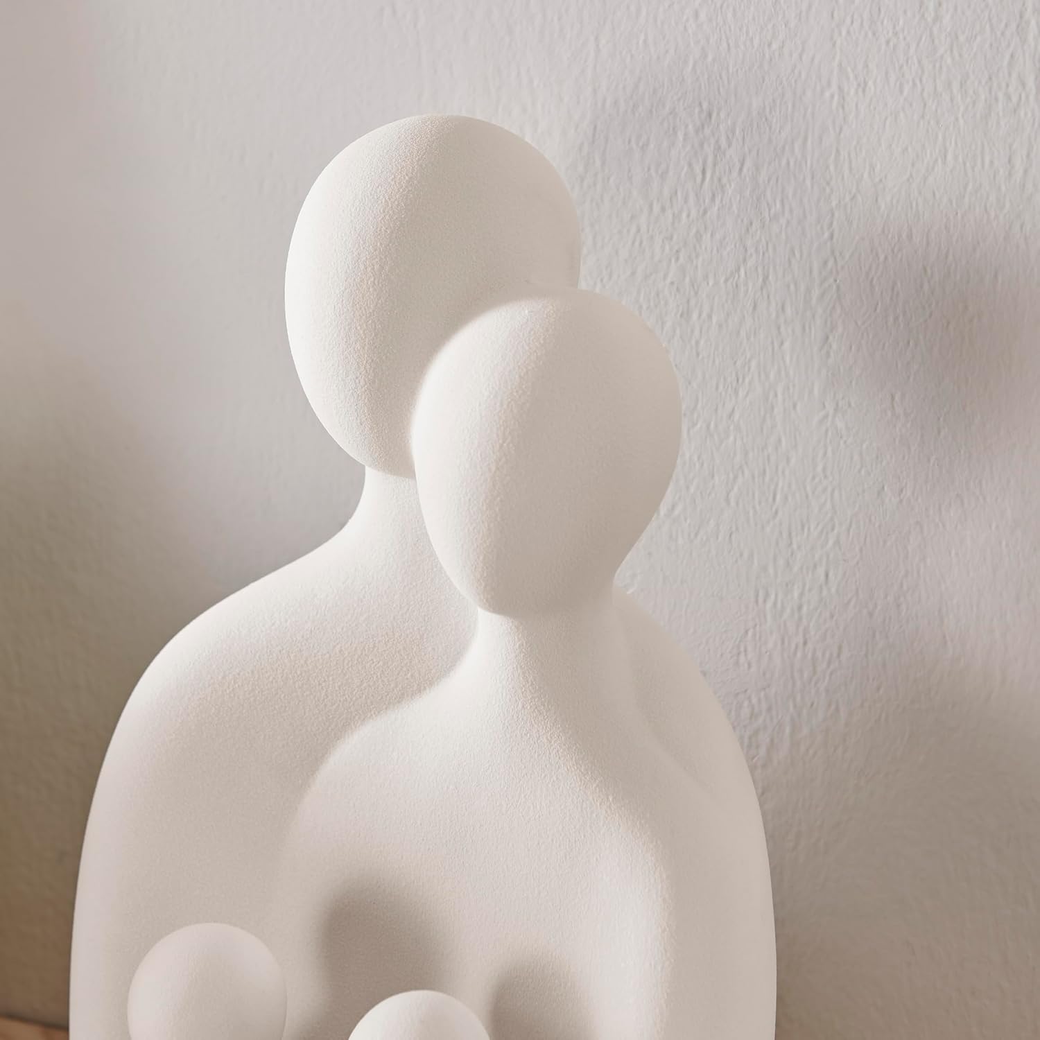 . Hans Abstract Nesting Three Piece Family of 4 Decorative Accent Matte Ceramic Sculpture / Cream