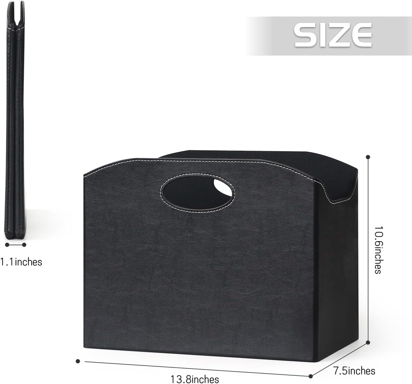 EZDeco Magazine Holder Foldable Magazine Rack Floor PU Leather File Holder Newspaper Book Storage Magazine Basket