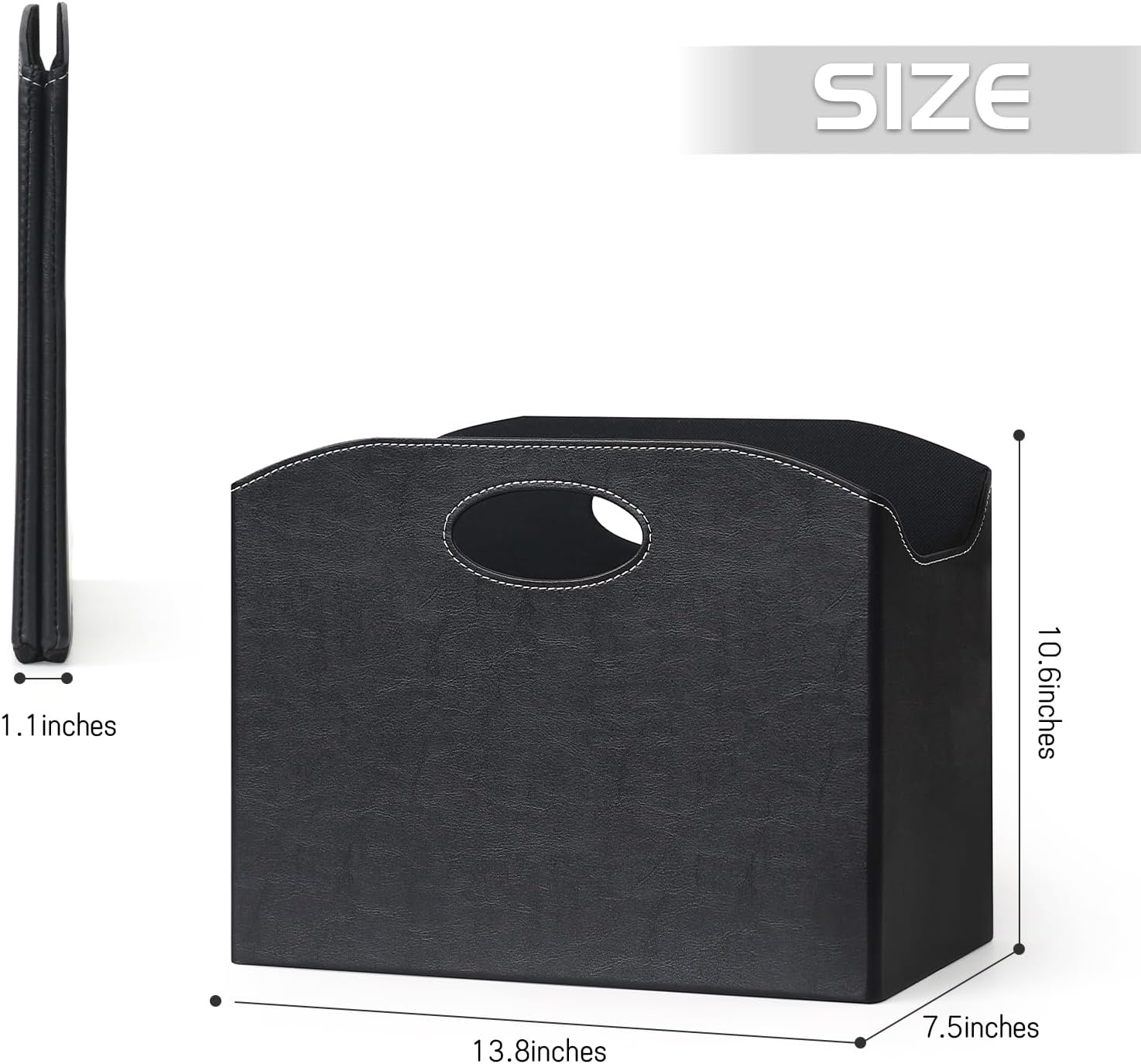 EZDeco Magazine Holder Foldable Magazine Rack Floor PU Leather File Holder Newspaper Book Storage Magazine Basket