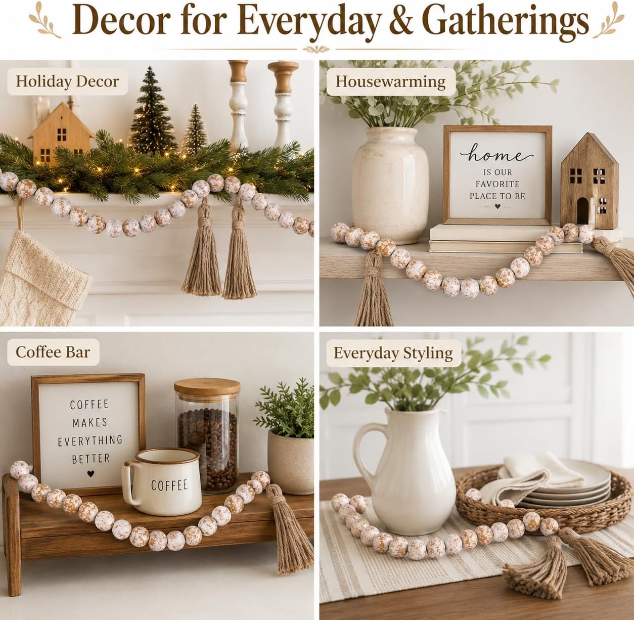 Wooden Beads Garland / Rustic