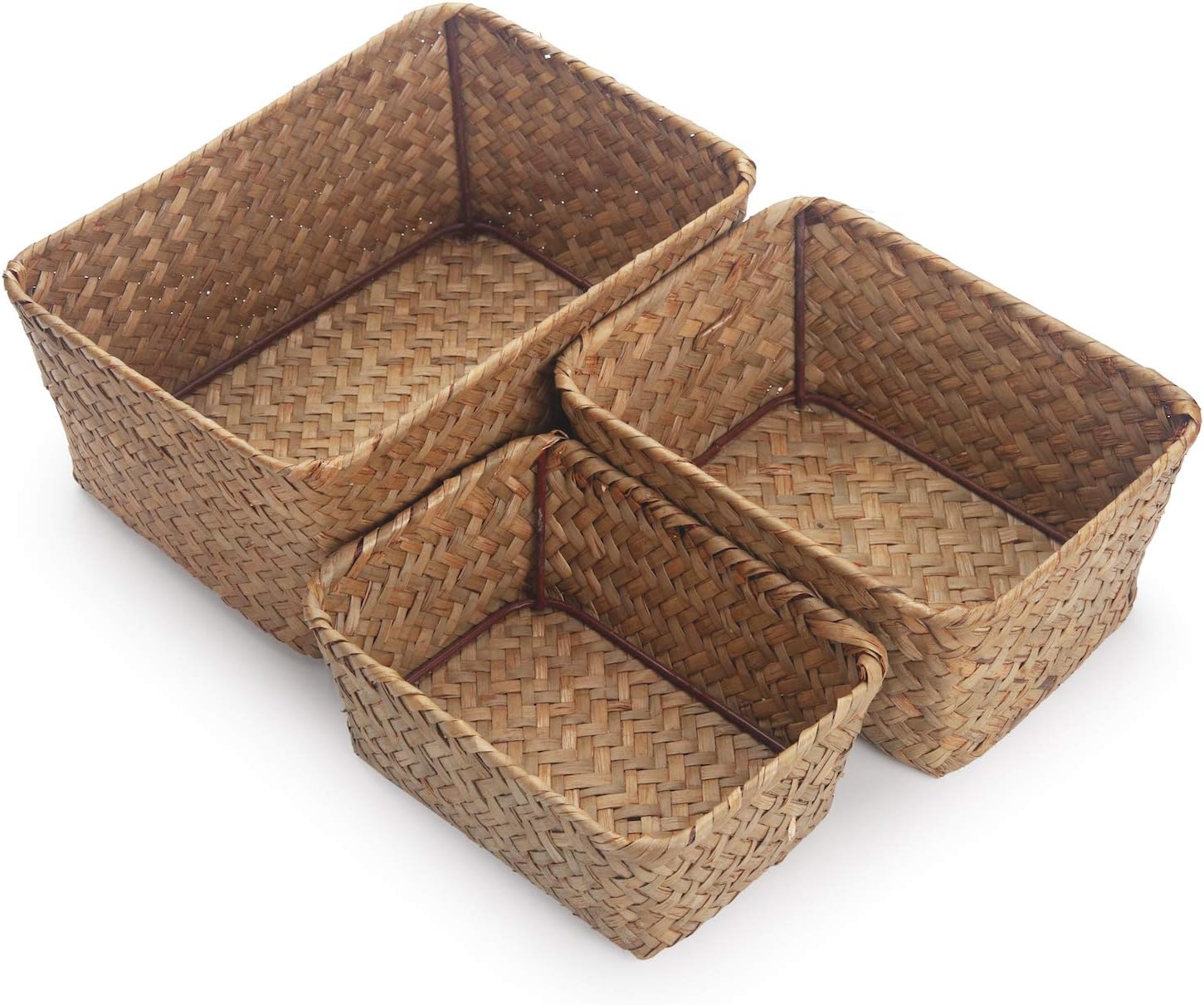 Rectangular Handmade Seagrass Baskets / Set of 3