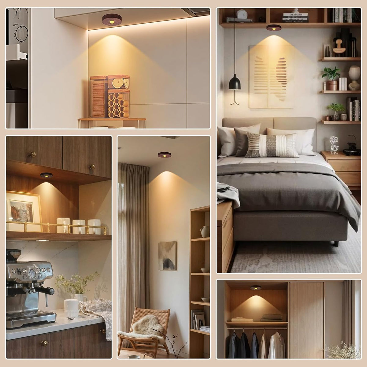 Rechargeable Puck Lights, 3 Color Temp & Dimmable Under Cabinet Lighting wireless, Magnetic Battery Operated Under