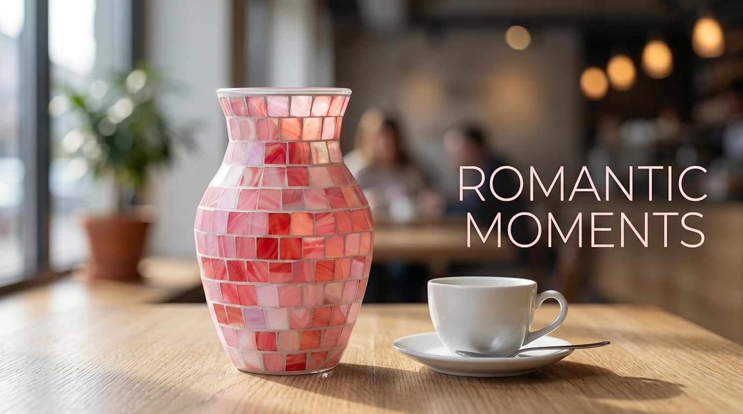 Handmade Textured Glass Flower Vase / Pink Agate