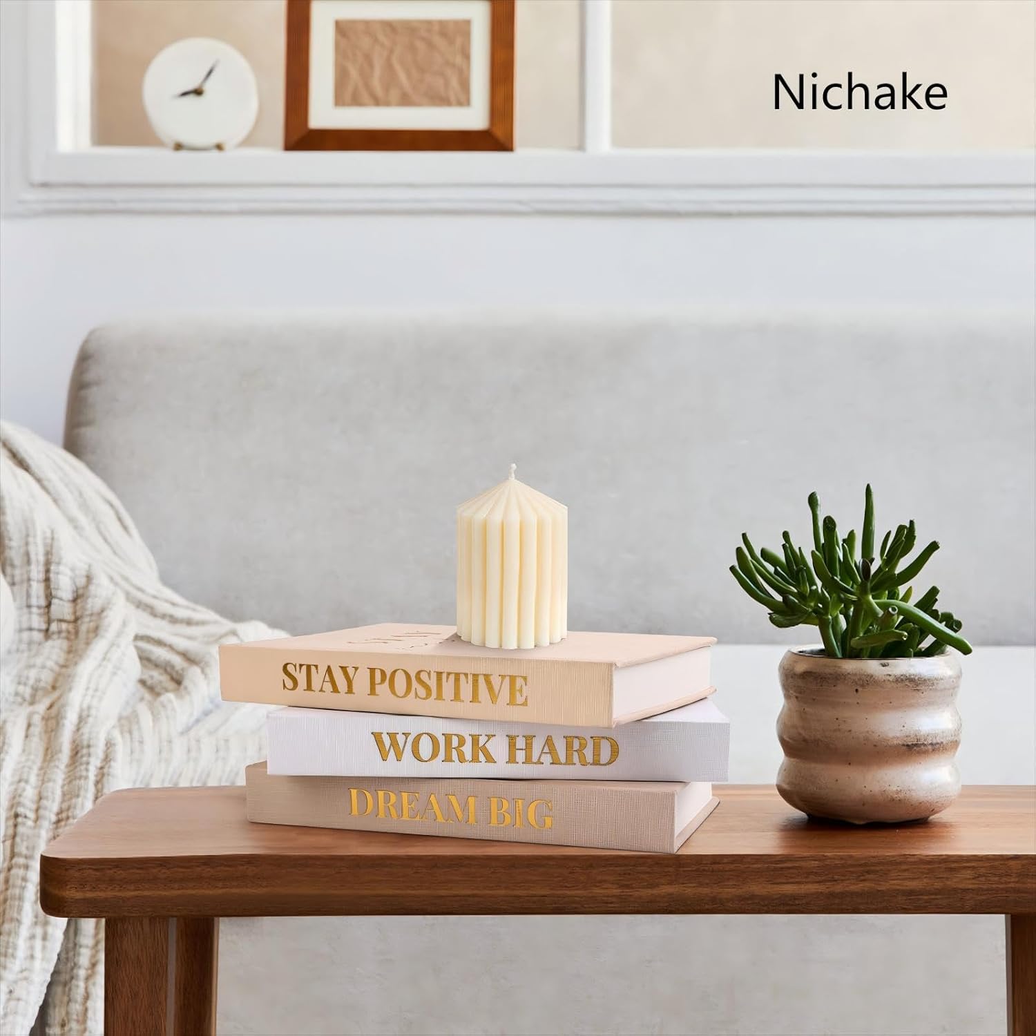 Linen Covered Decorative Books / Gold / Set of 3