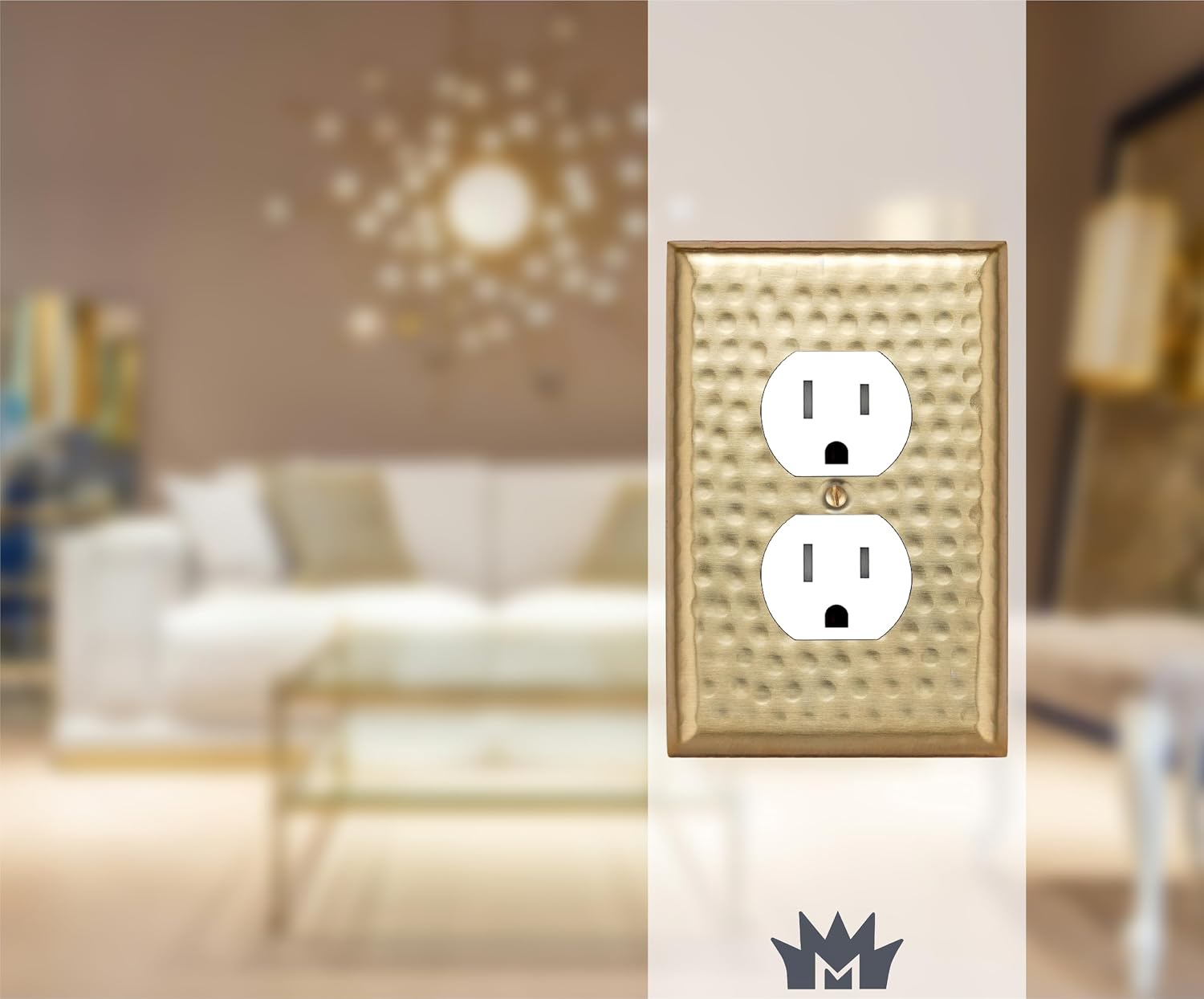 Monarch Abode Duplex Outlet Cover Plate – 1-Gang Brushed Gold Plug Wall Plates, Electrical Outlet Cover Plates