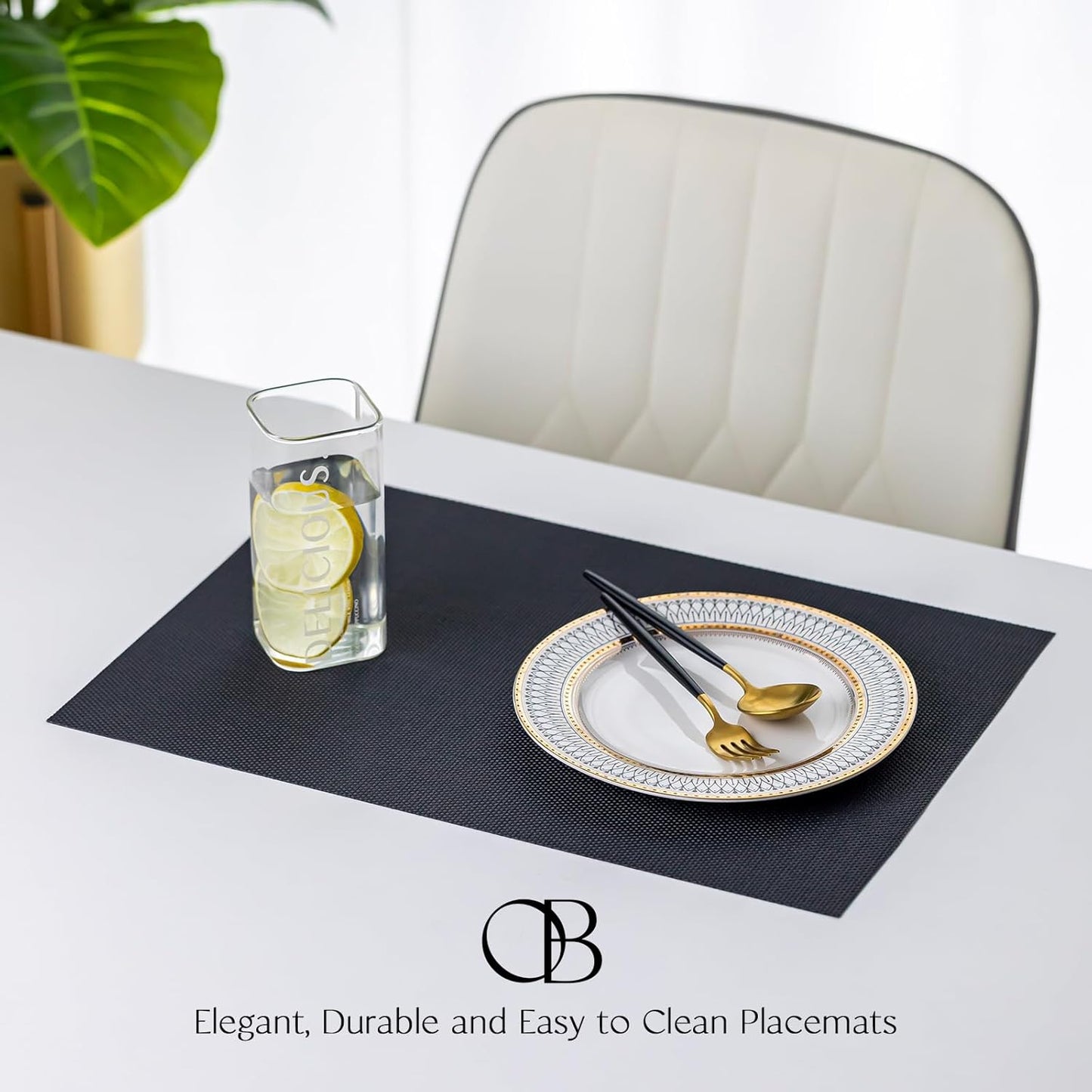 Placemats Set of 12 - Easy Clean Woven Vinyl Placemats for Dining Table, Indoor/Outdoor Place Mats, Washable PVC Table
